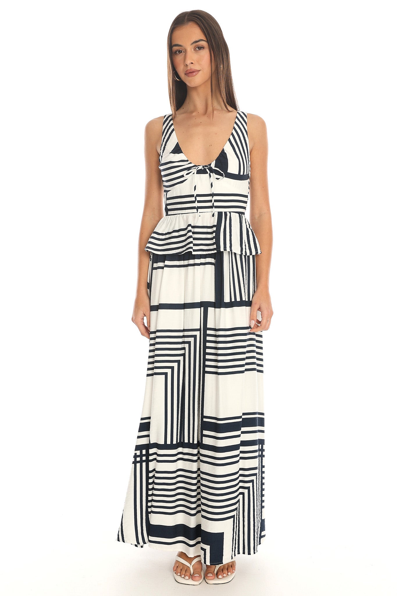 Tarrah Elasticated Waist Maxi Skirt Print Navy
