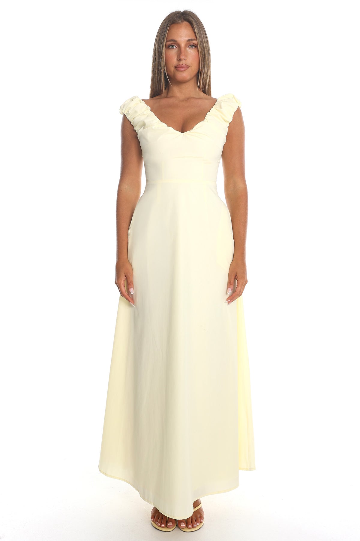Issi Ruched Shoulder Maxi Dress Soft Butter