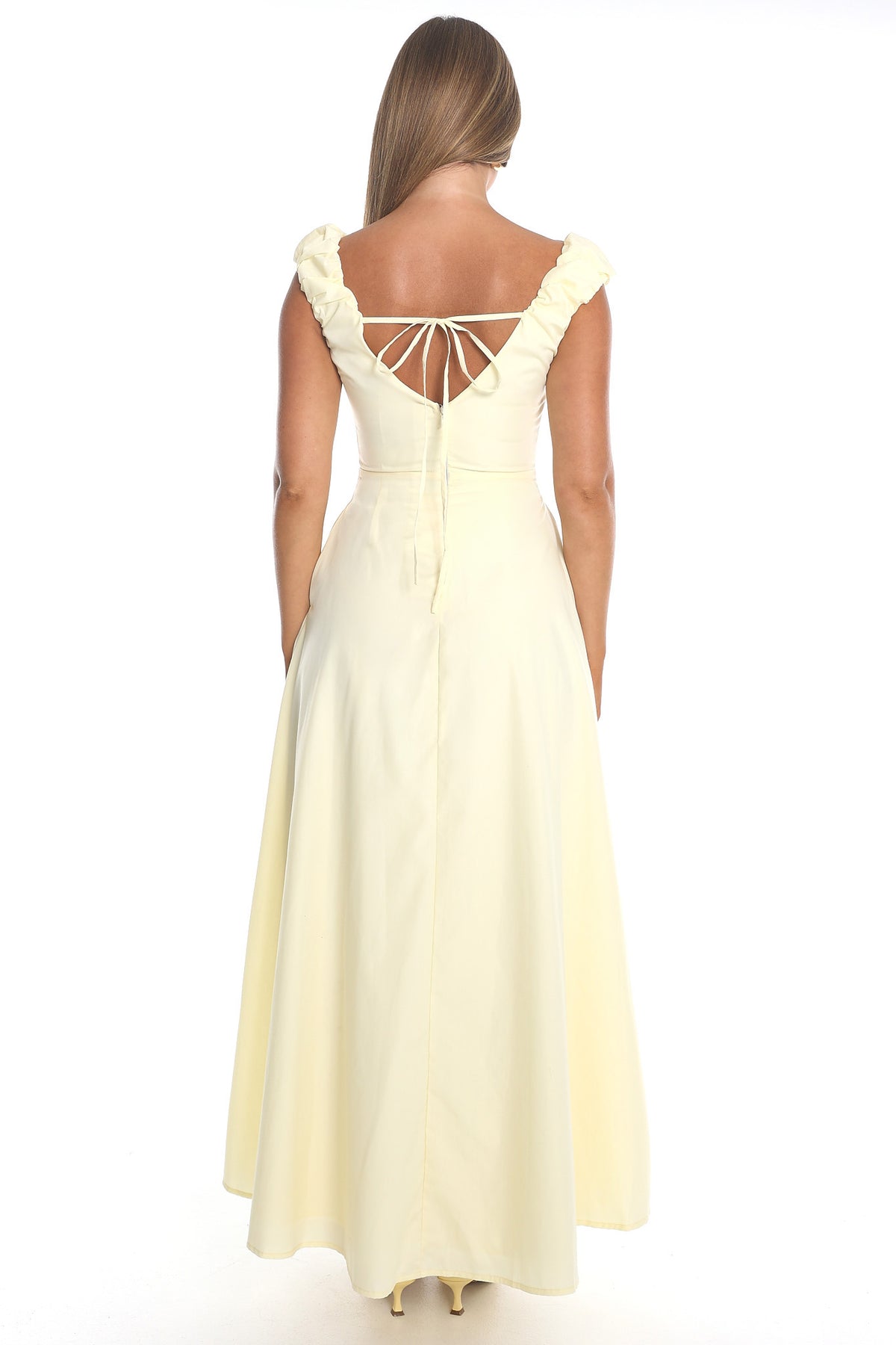 Issi Ruched Shoulder Maxi Dress Soft Butter