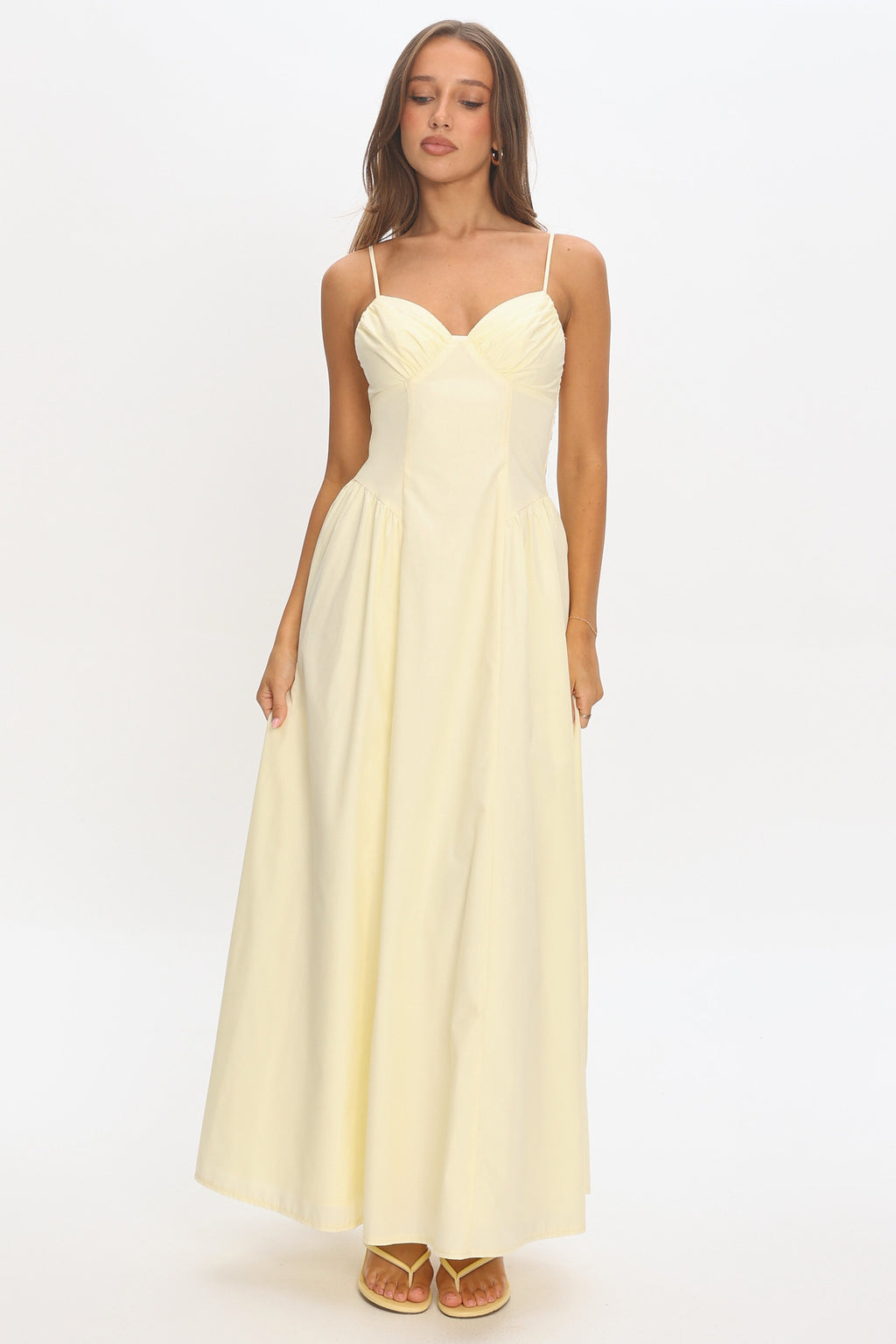 Honeymoon Avenue Twist Maxi Dress Butter Yellow