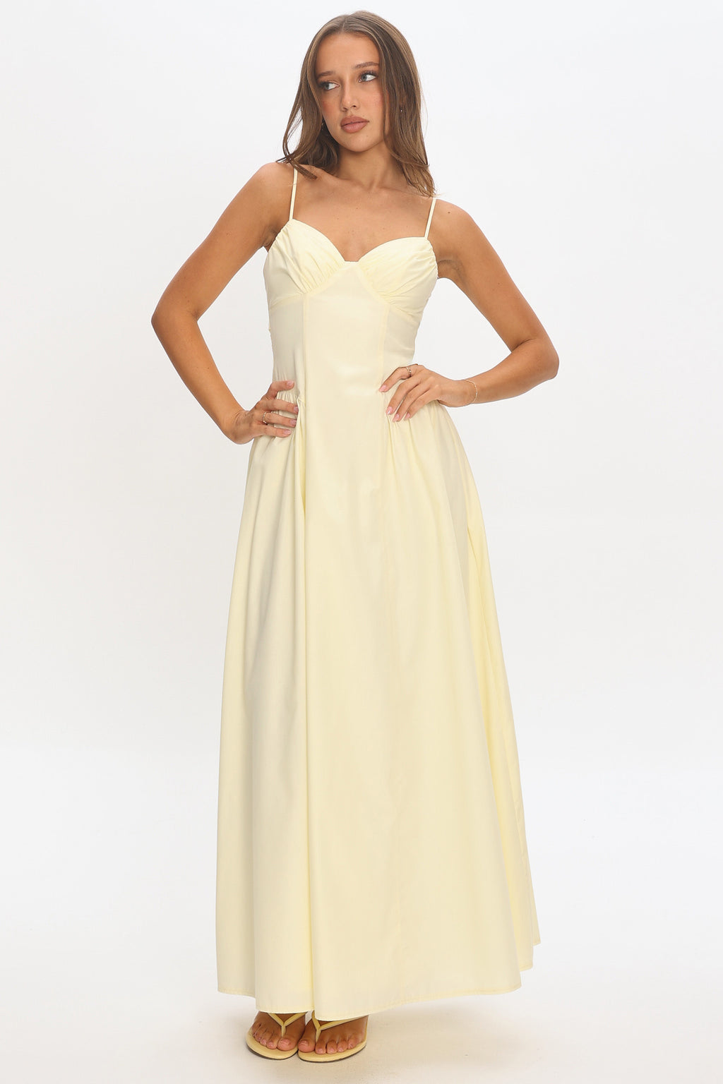 Honeymoon Avenue Twist Maxi Dress Butter Yellow