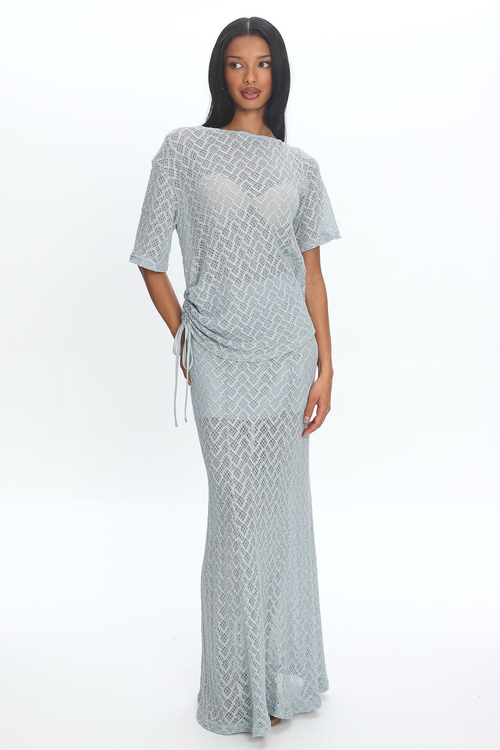 Sidibe Crochet Maxi Skirt Light Blue