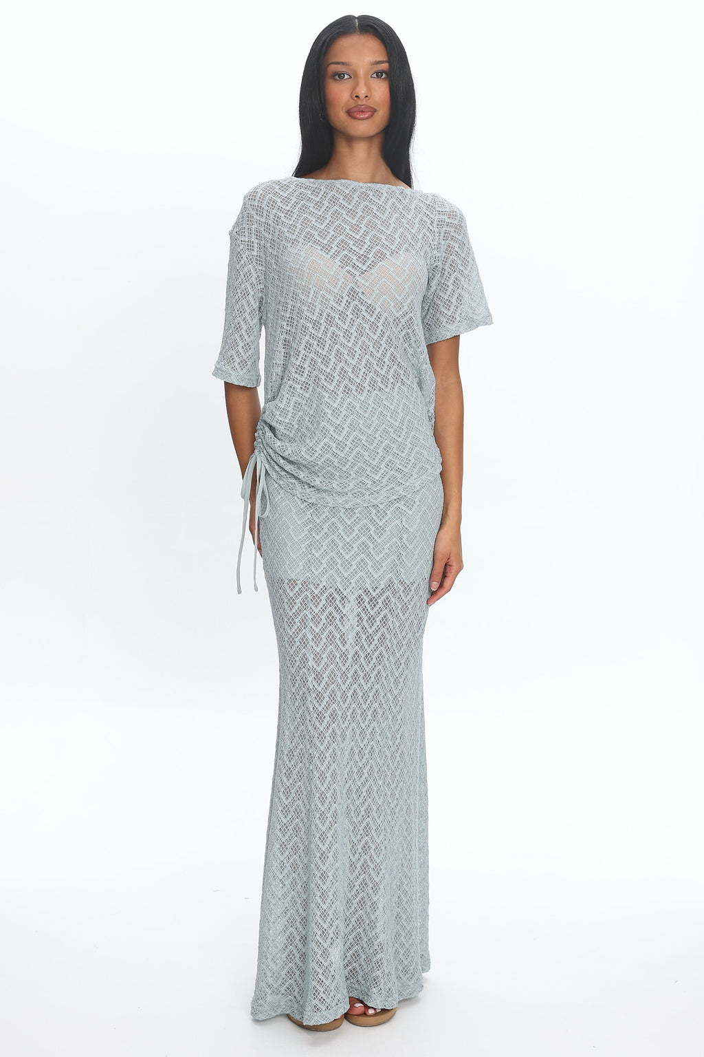 Sidibe Crochet Maxi Skirt Light Blue