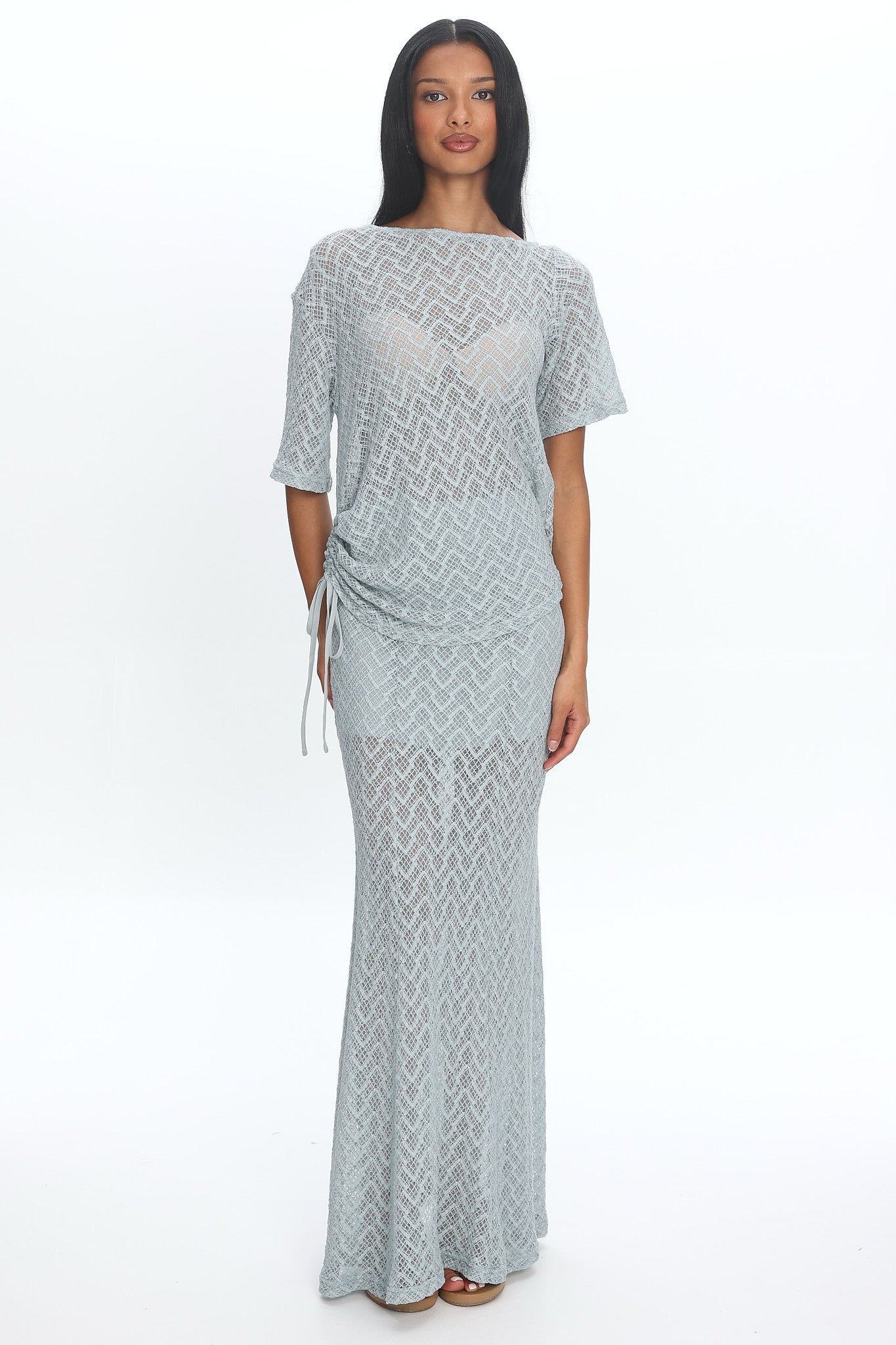 Sidibe Crochet Maxi Skirt Light Blue