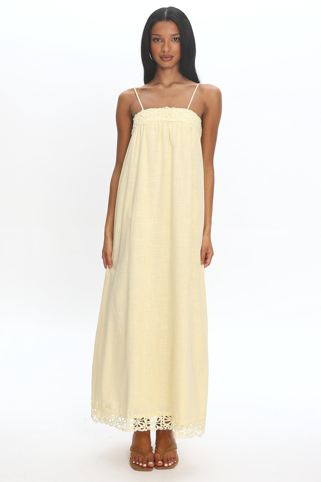 Genevieve Crochet-Trim Maxi Dress Butter