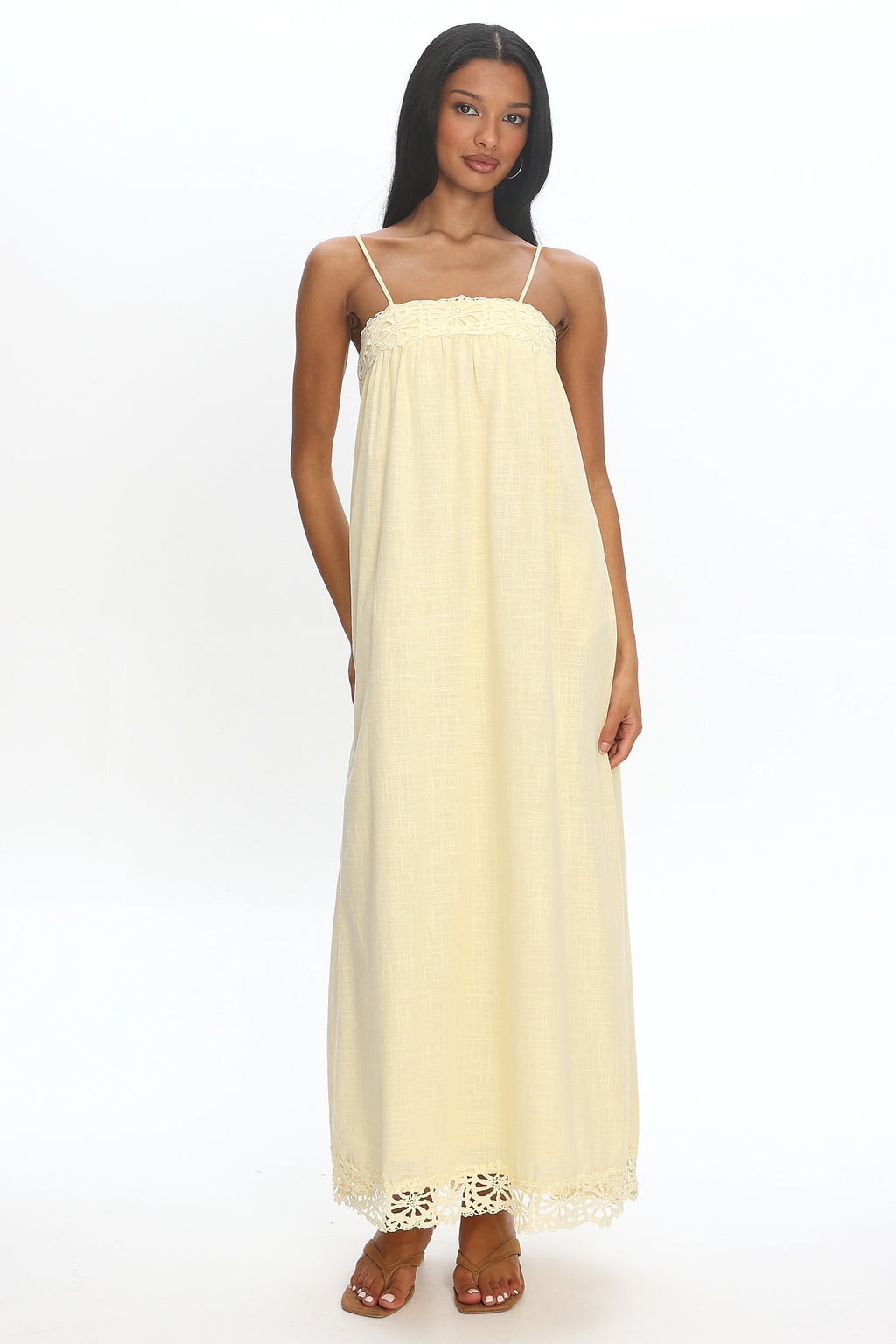 Genevieve Crochet-Trim Maxi Dress Butter