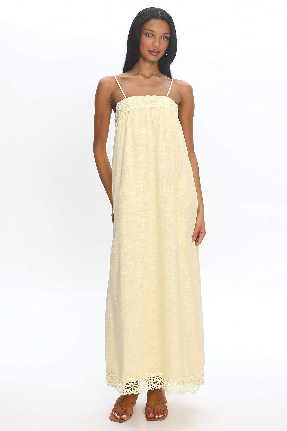 Genevieve Crochet-Trim Maxi Dress Butter