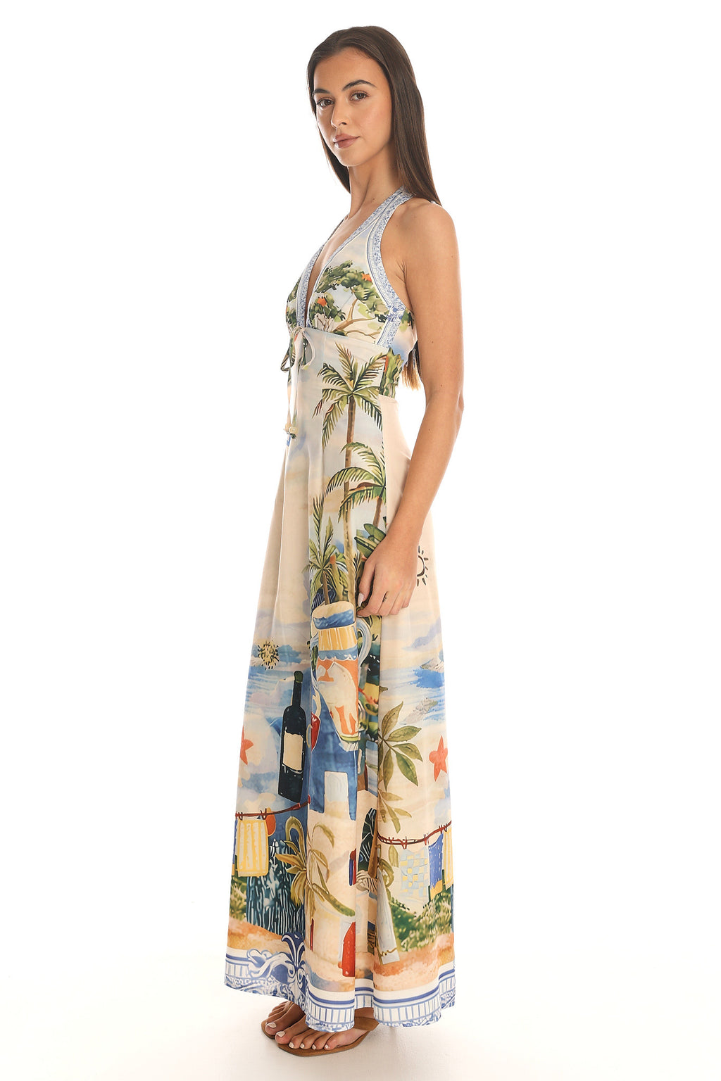 Coastal Escape Halter Maxi Dress Blue