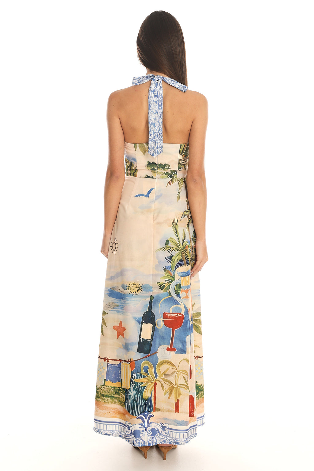 Coastal Escape Halter Maxi Dress Blue
