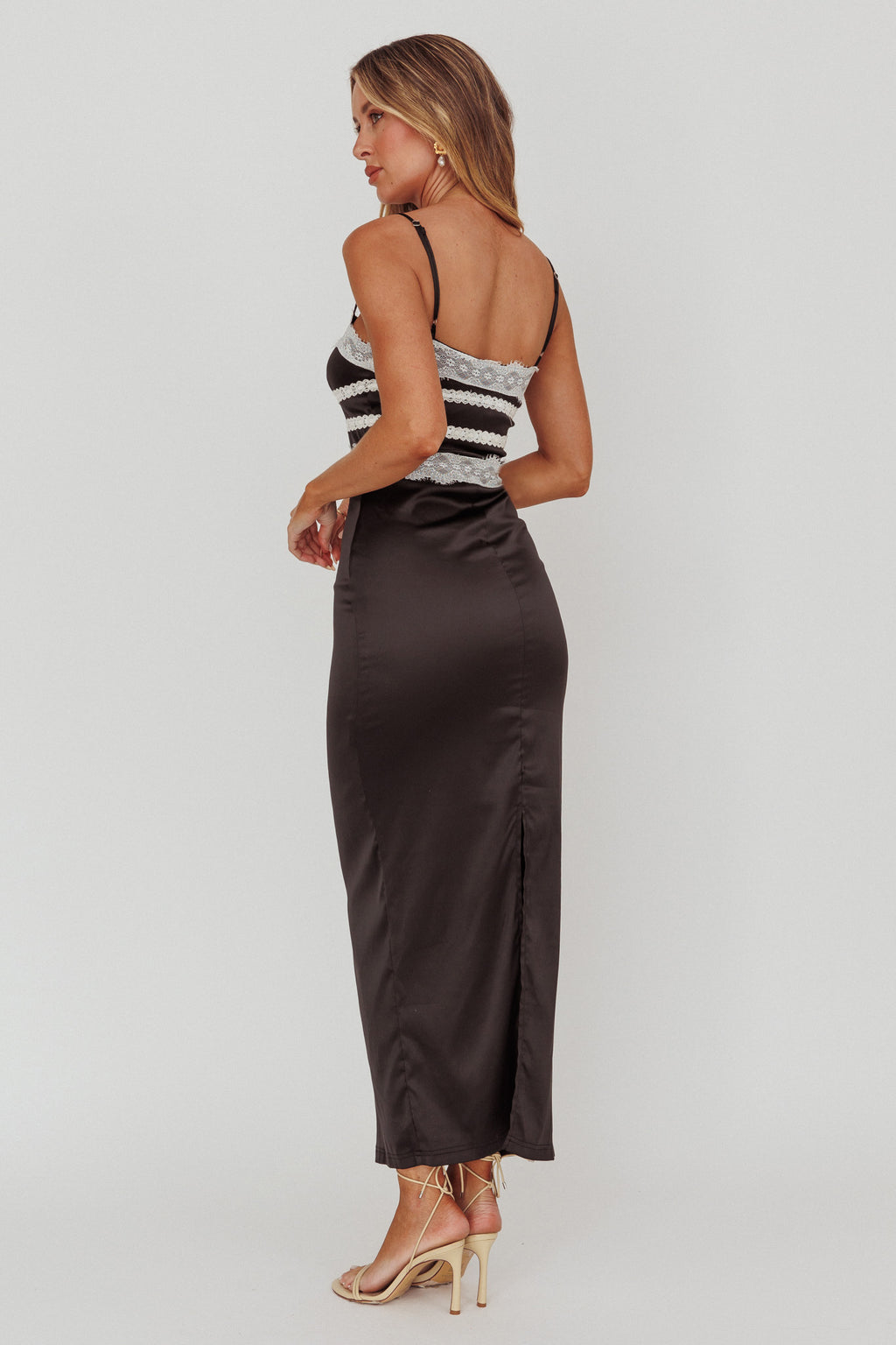 Kellan Lace Trim Maxi Dress Black by Selfie Leslie Australia