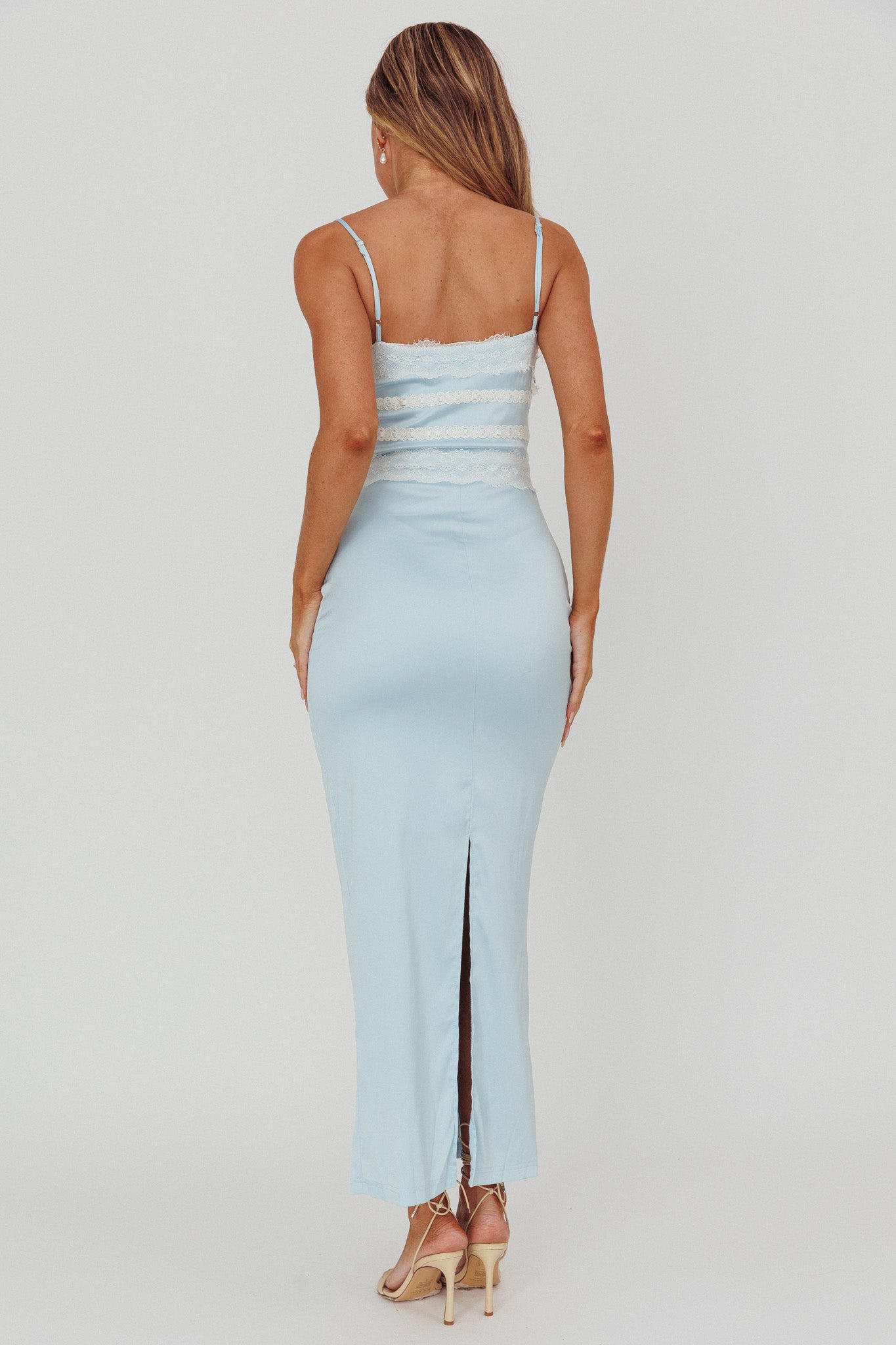 Kellan Lace Trim Maxi Dress Blue by Selfie Leslie Australia