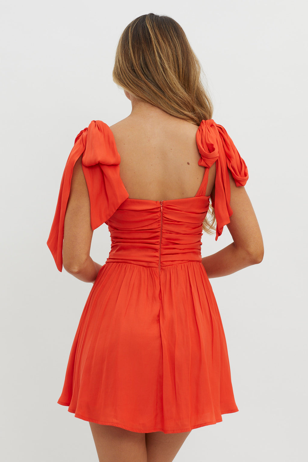 Lola Tied Shoulder Mini Dress Cherry Red by Selfie Leslie Australia