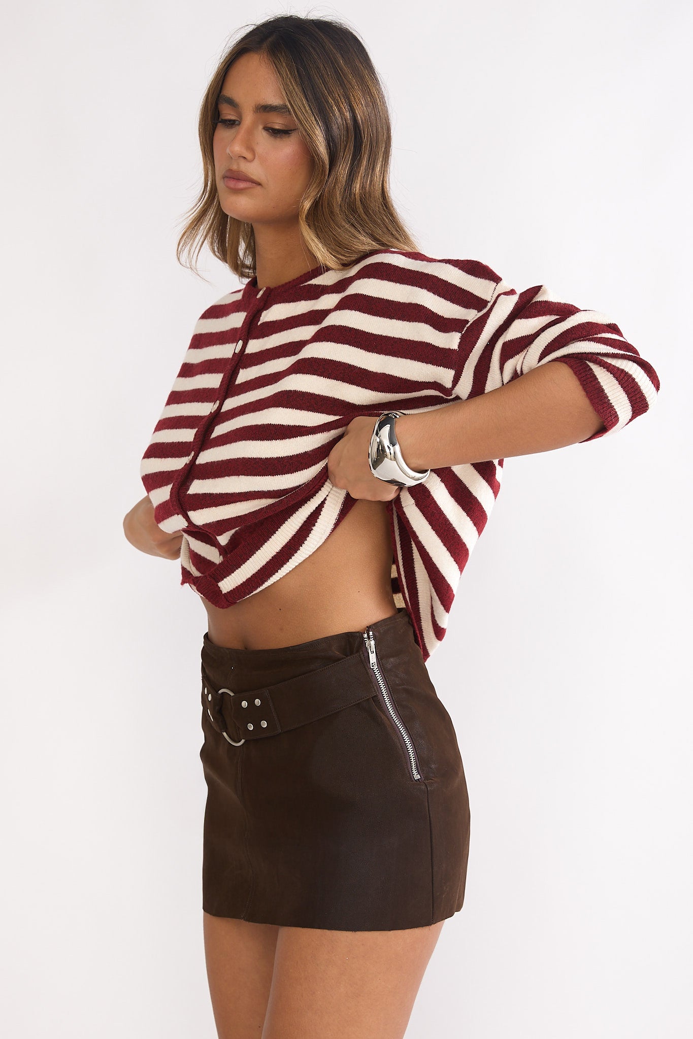 Opeline Waist Belt Skort Brown by Selfie Leslie Australia