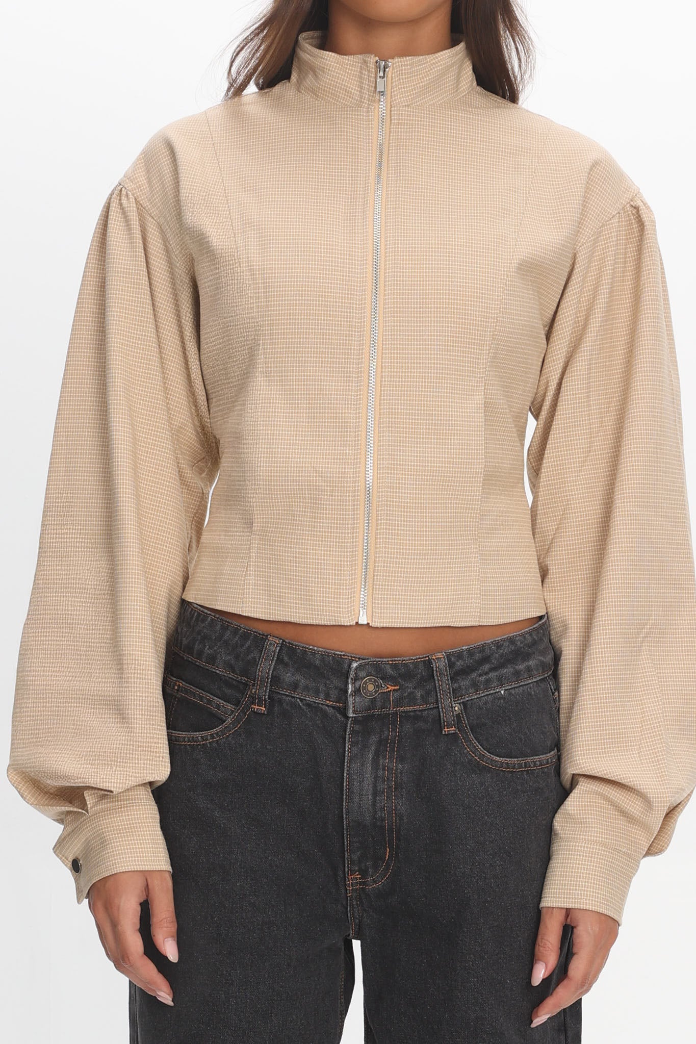 LIONESS Eclipse Jacket Beige Plaid by Selfie Leslie Australia