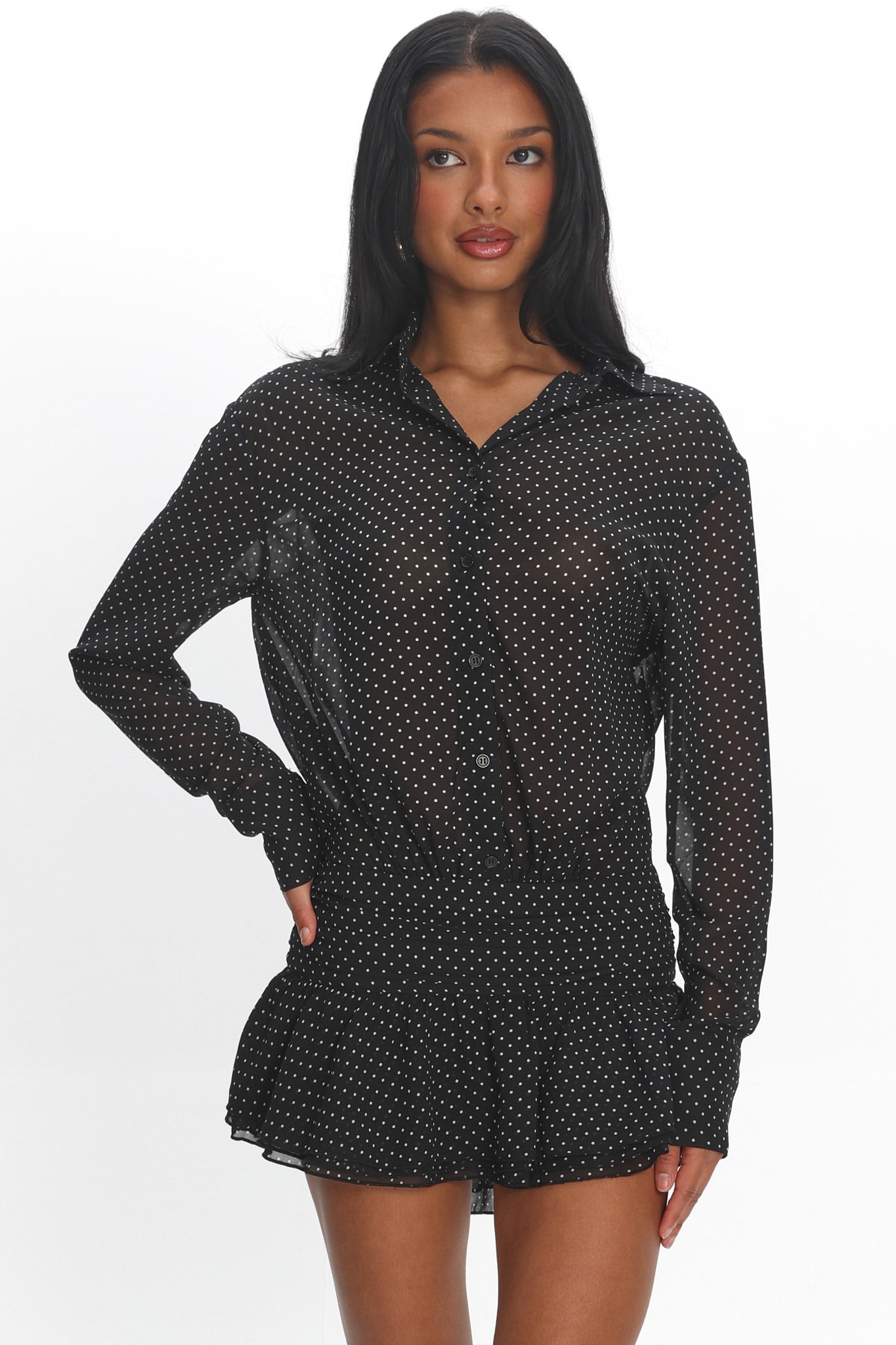 LIONESS Girls Girls Girls Mini Dress Onyx Polka by Selfie Leslie Australia
