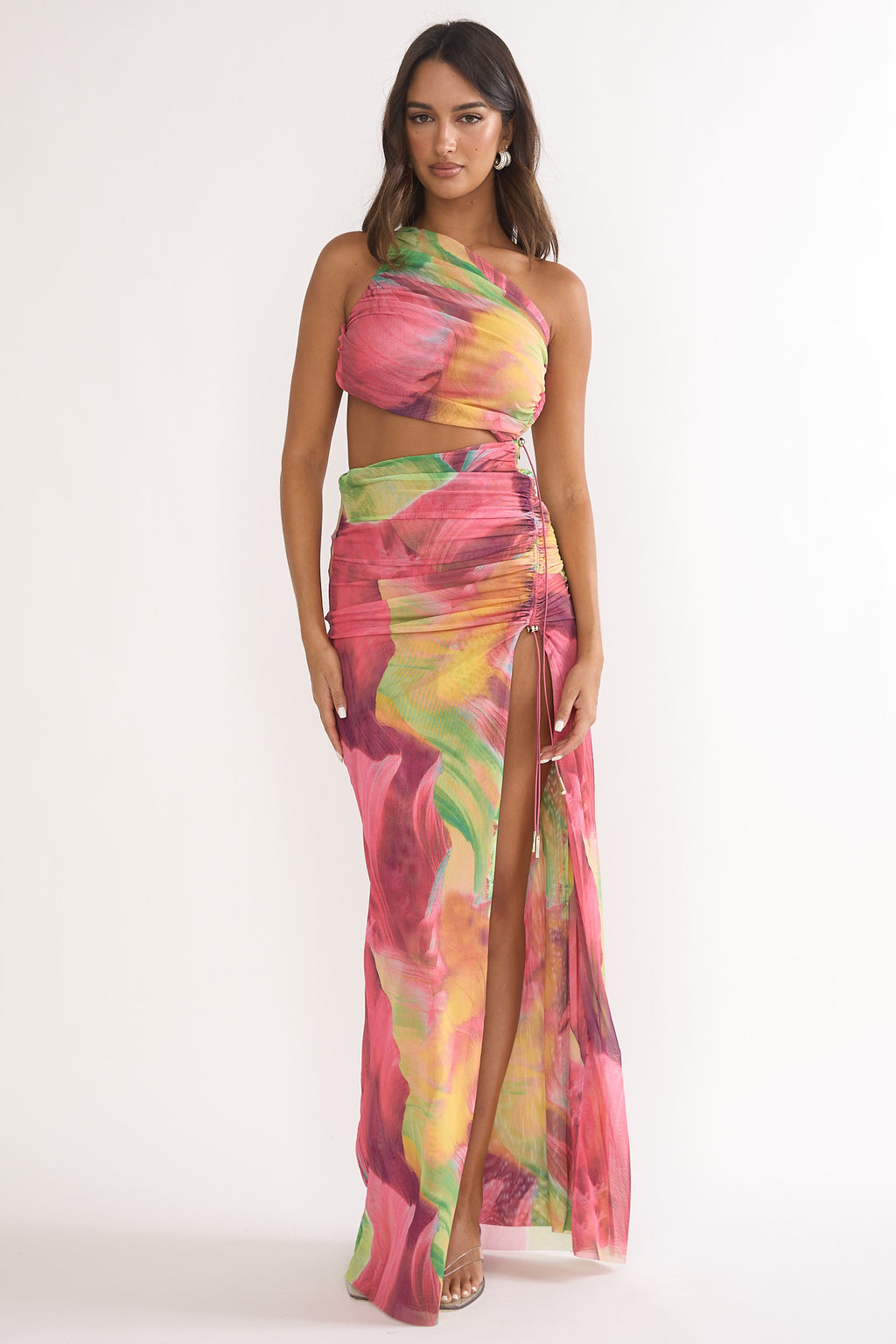 Marvella Open Back Cut-Out Maxi Dress Red Multi by Selfie Leslie Australia