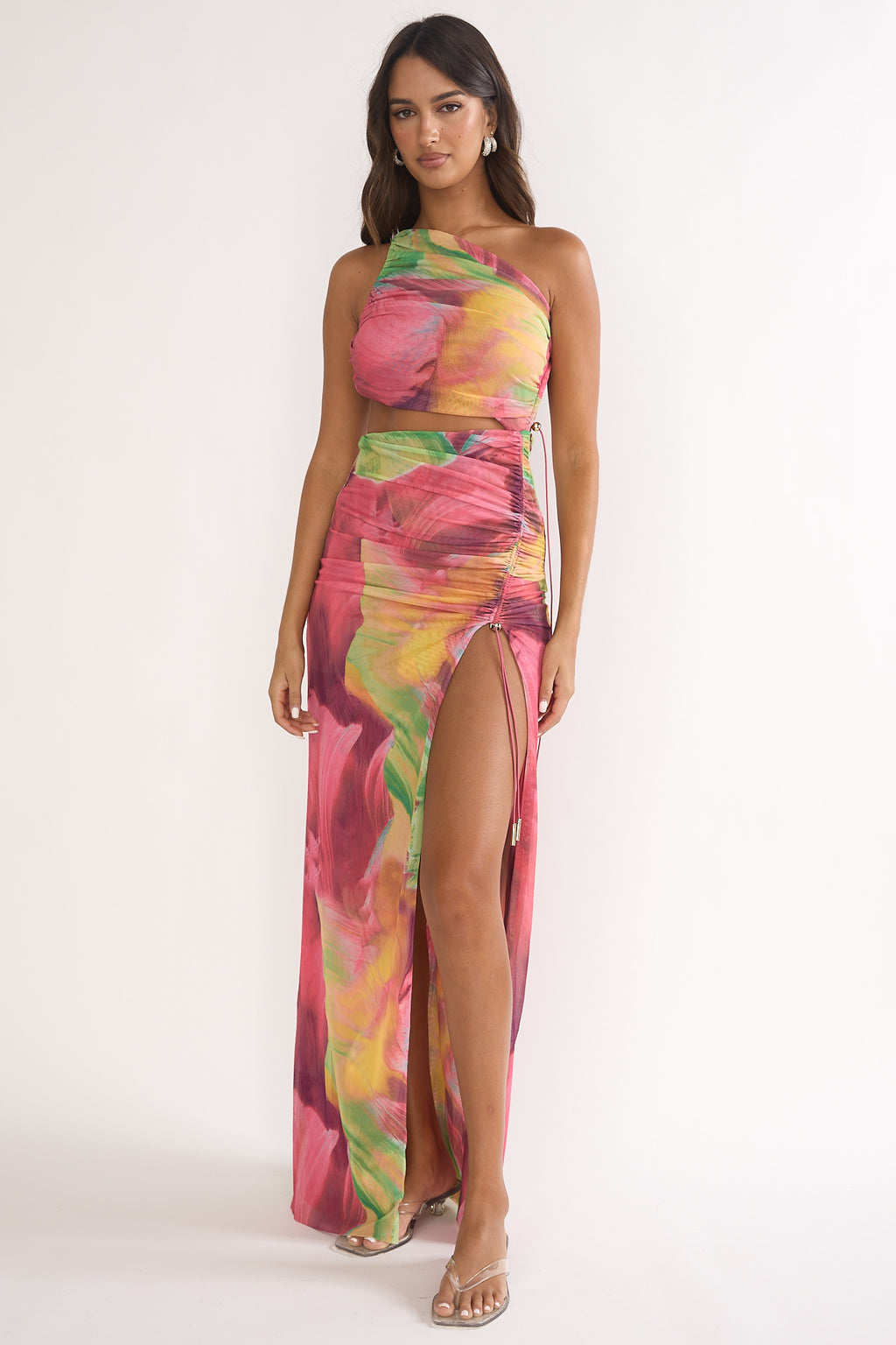 Marvella Open Back Cut-Out Maxi Dress Red Multi by Selfie Leslie Australia