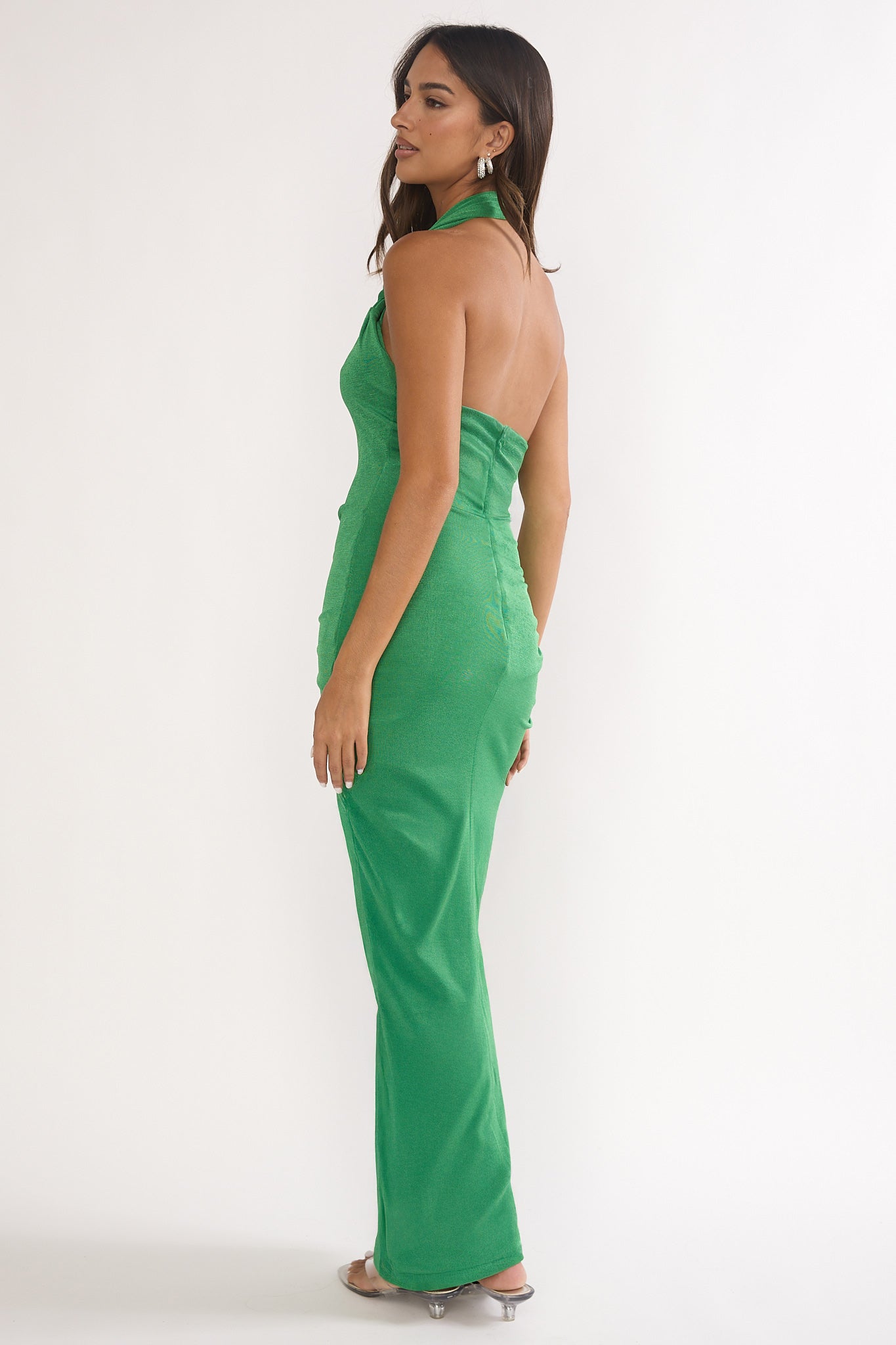 Stellarose Halter Ruched Maxi Dress Green by Selfie Leslie Australia