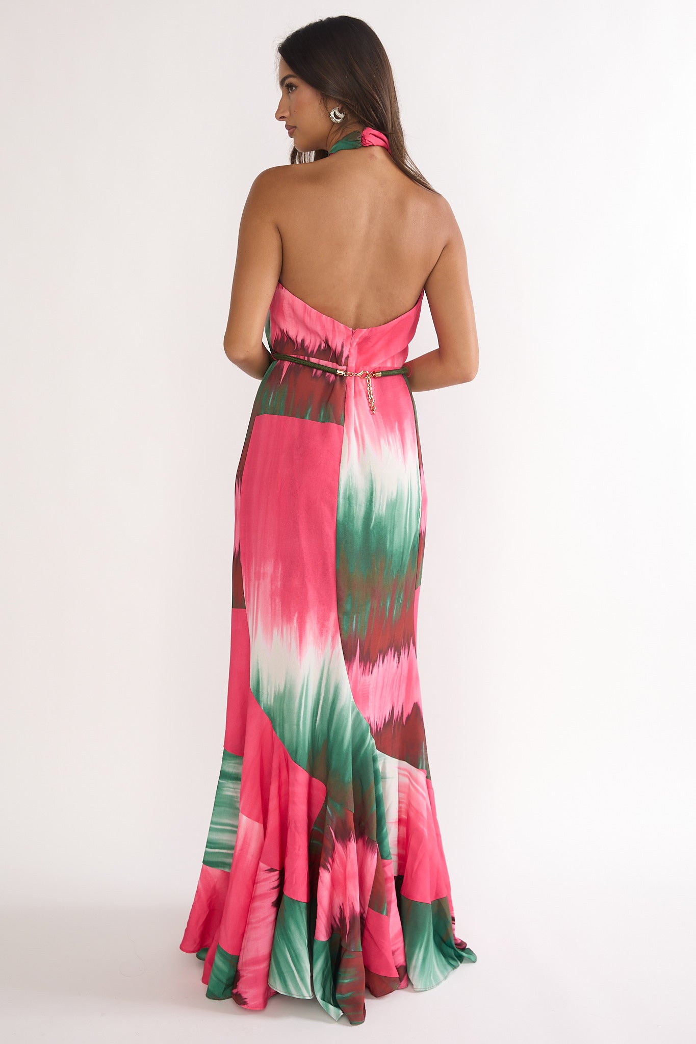 Elaina Rope Waist Halter Maxi Dress Fuchsia by Selfie Leslie Australia