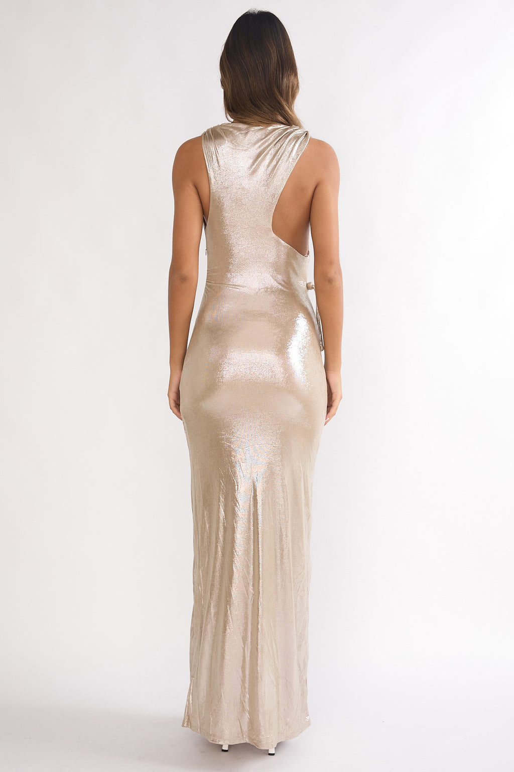 Lyrah Cowl Ruched Maxi Dress Champagne by Selfie Leslie Australia