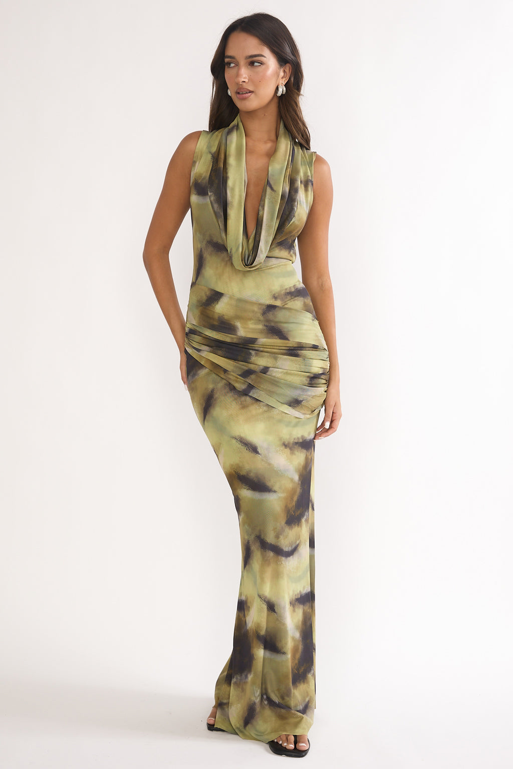 Veya Sleeveless Cowl Maxi Dress Moss by Selfie Leslie Australia