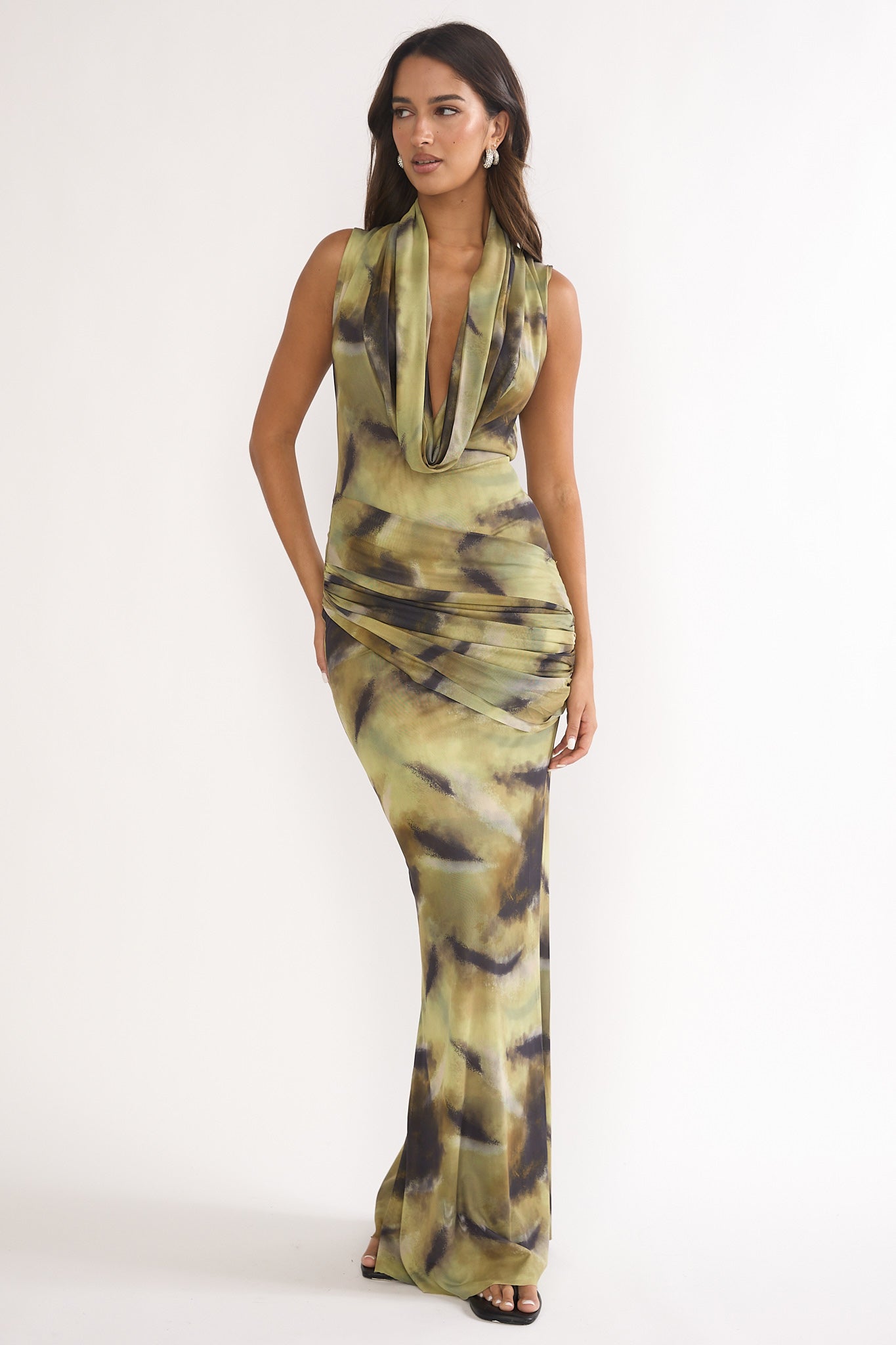 Veya Sleeveless Cowl Maxi Dress Moss by Selfie Leslie Australia