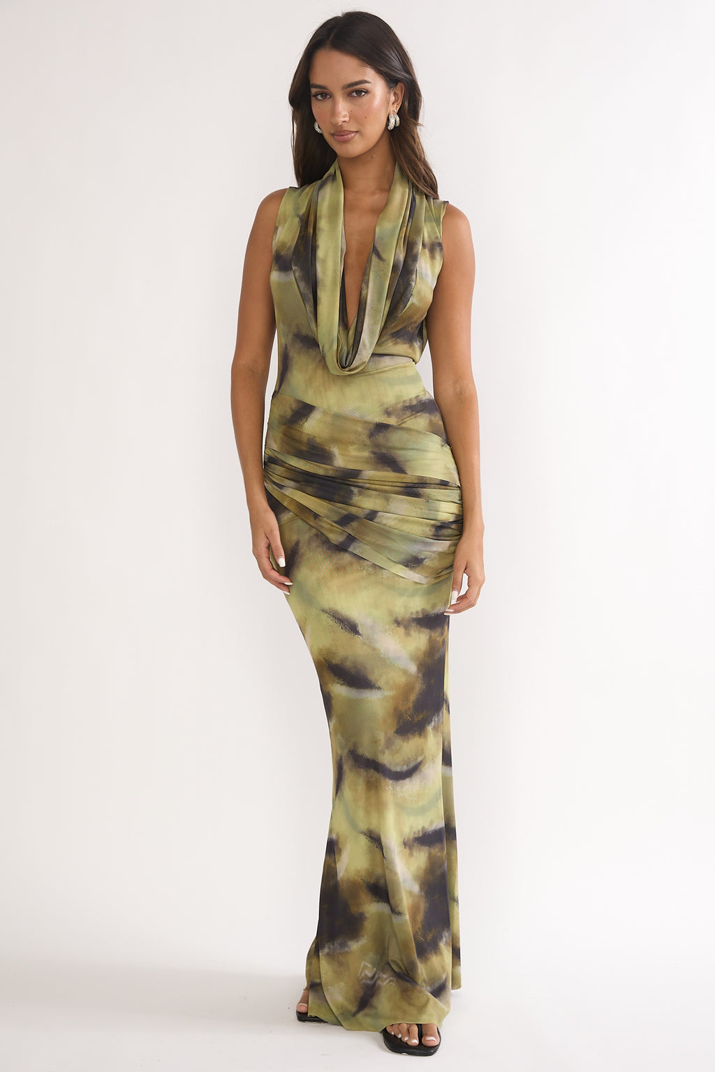 Veya Sleeveless Cowl Maxi Dress Moss by Selfie Leslie Australia