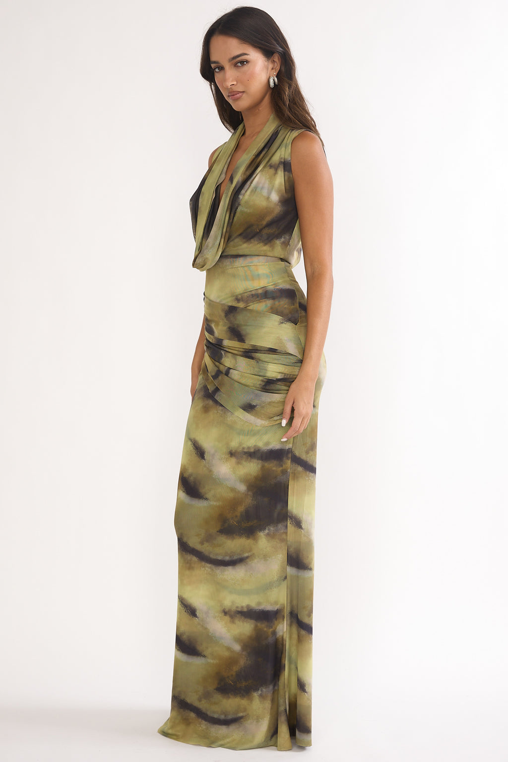 Veya Sleeveless Cowl Maxi Dress Moss by Selfie Leslie Australia
