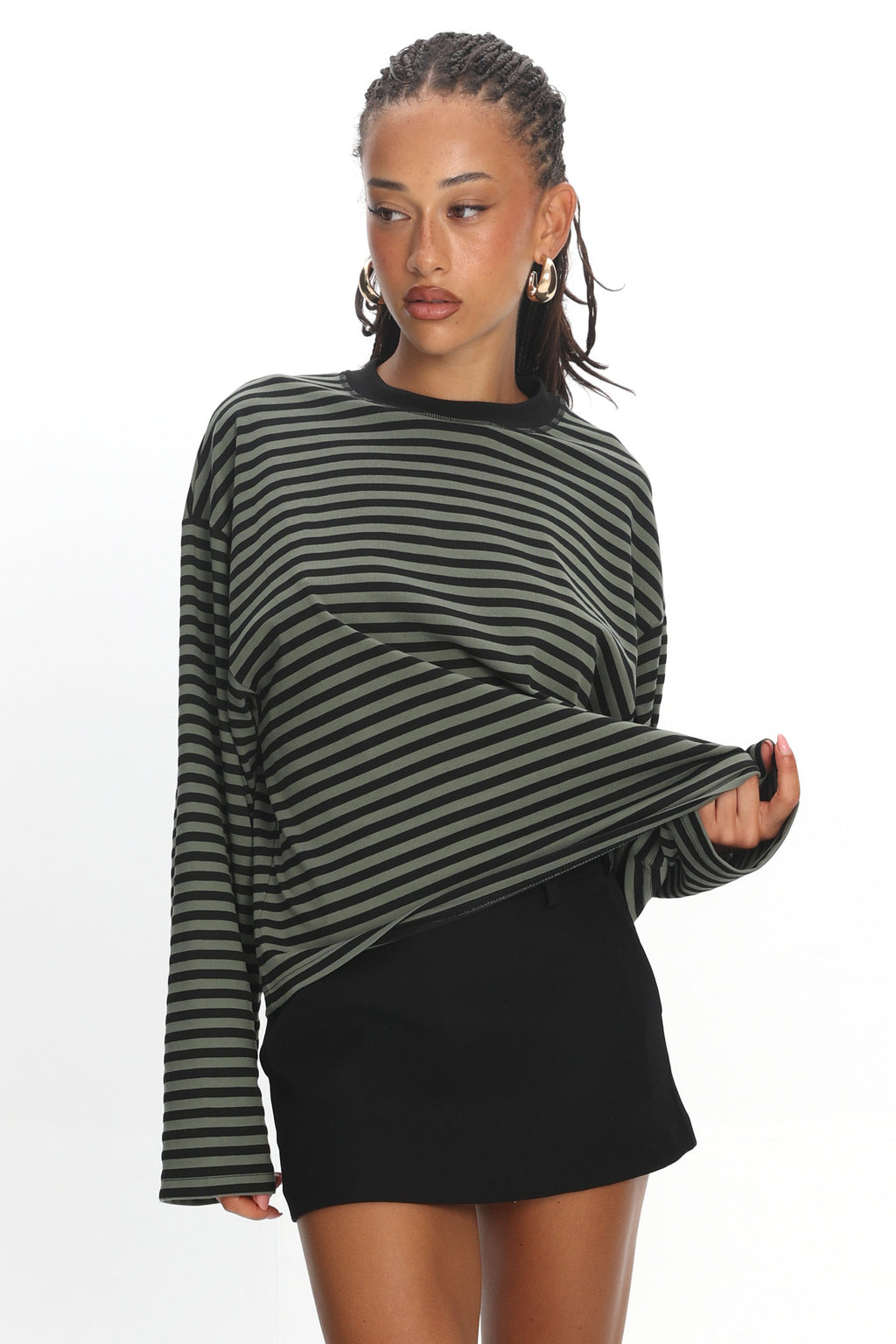 LIONESS Bloom Long Sleeve Forest Stripe by Selfie Leslie Australia