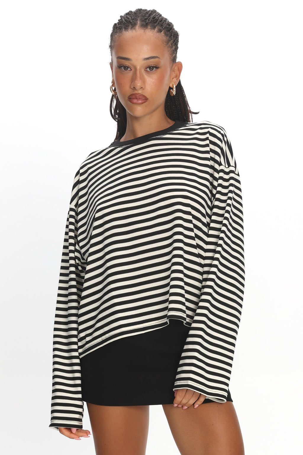 LIONESS Bloom Long Sleeve Onyx Stripe by Selfie Leslie Australia