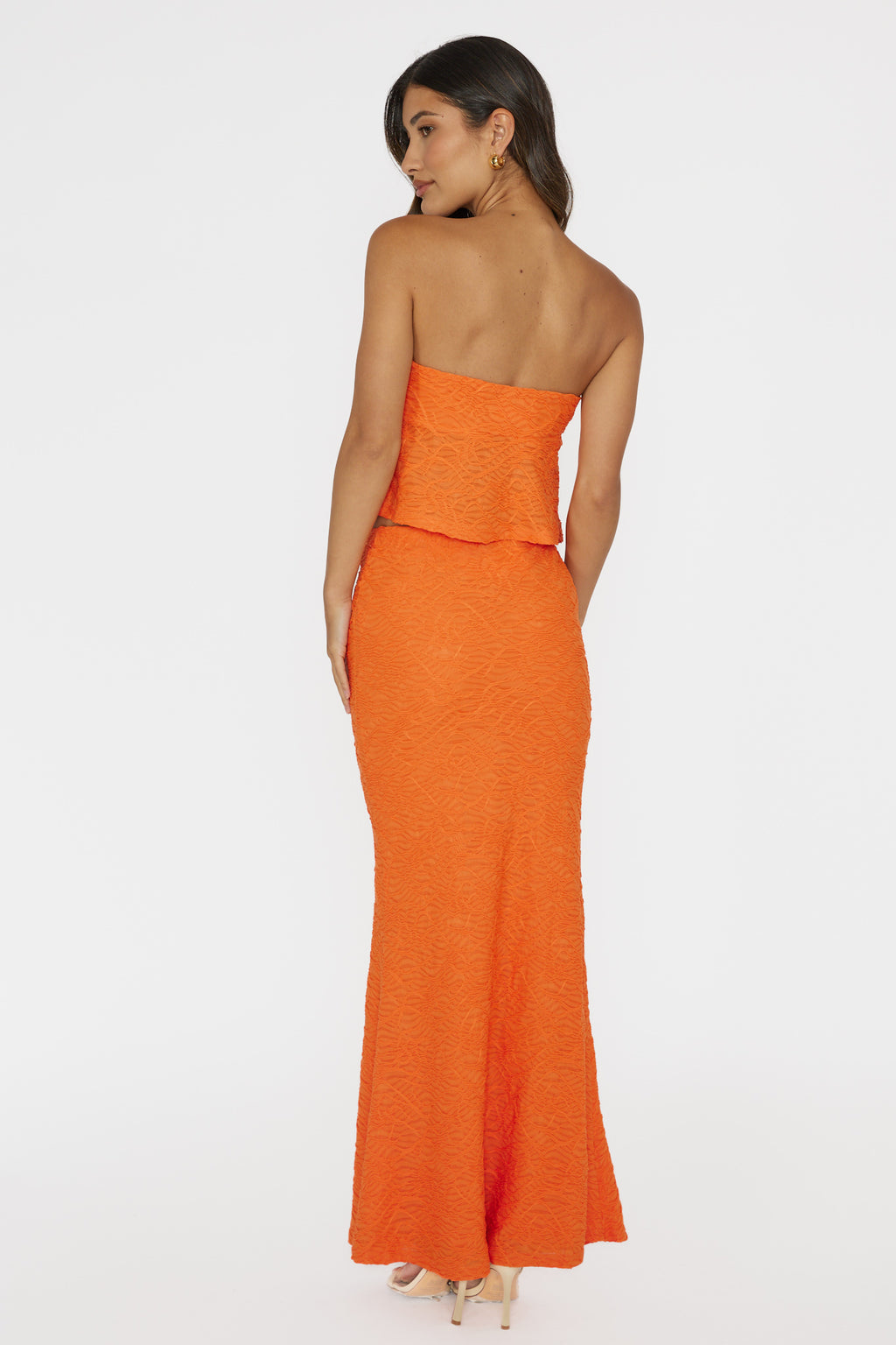 Chat Me Up Embellished Maxi Skirt Tangerine by Selfie Leslie Australia