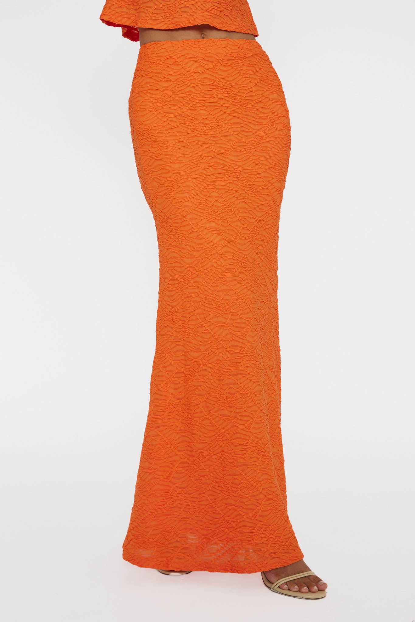 Chat Me Up Embellished Maxi Skirt Tangerine by Selfie Leslie Australia
