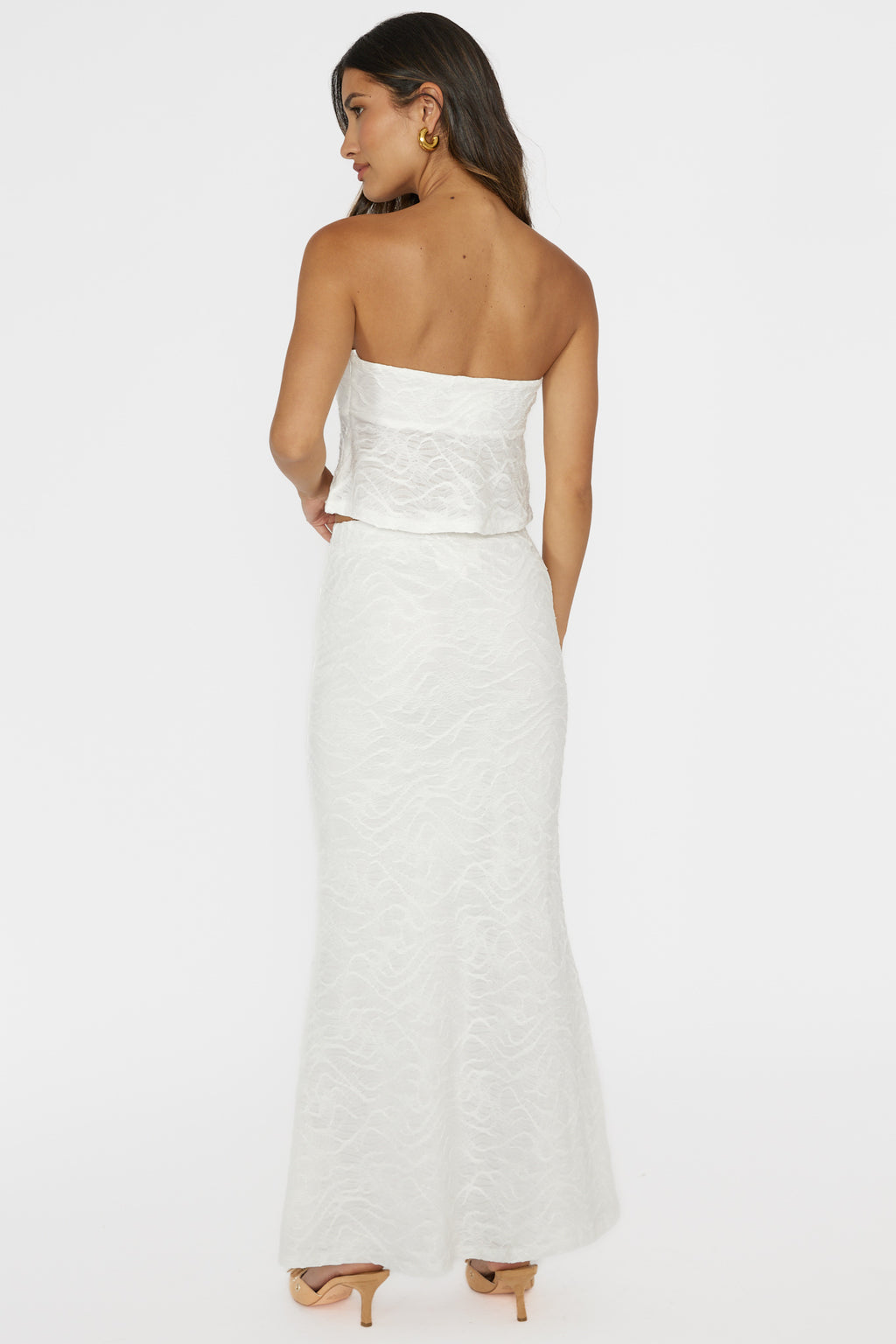Chat Me Up Embellished Maxi Skirt White by Selfie Leslie Australia