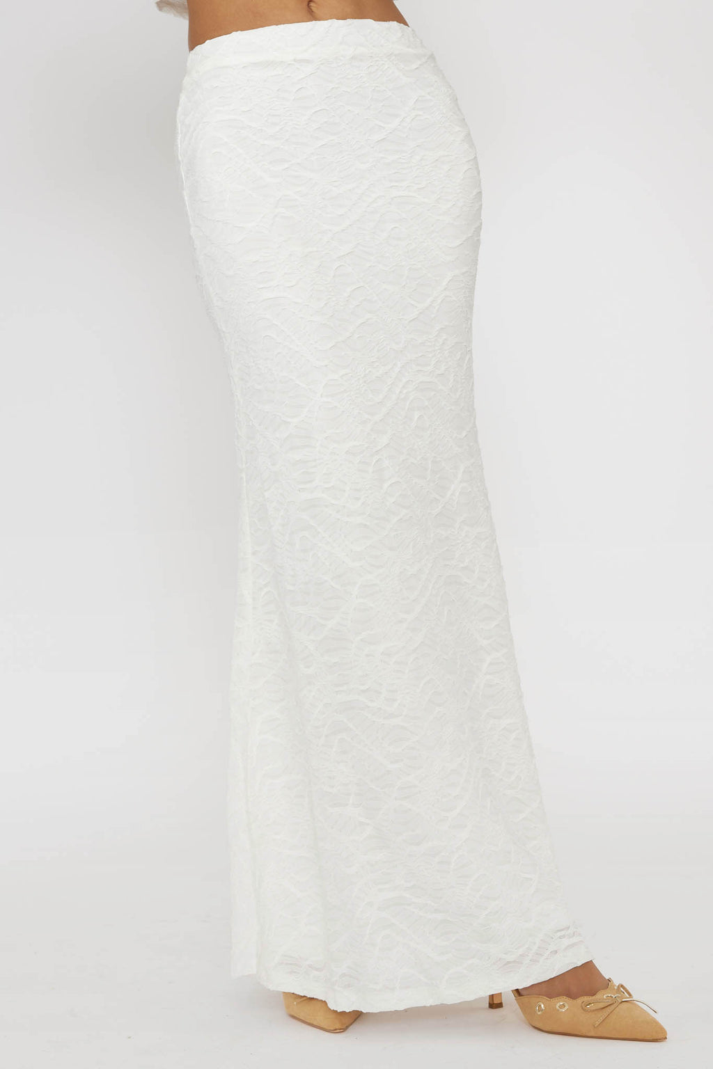 Chat Me Up Embellished Maxi Skirt White by Selfie Leslie Australia