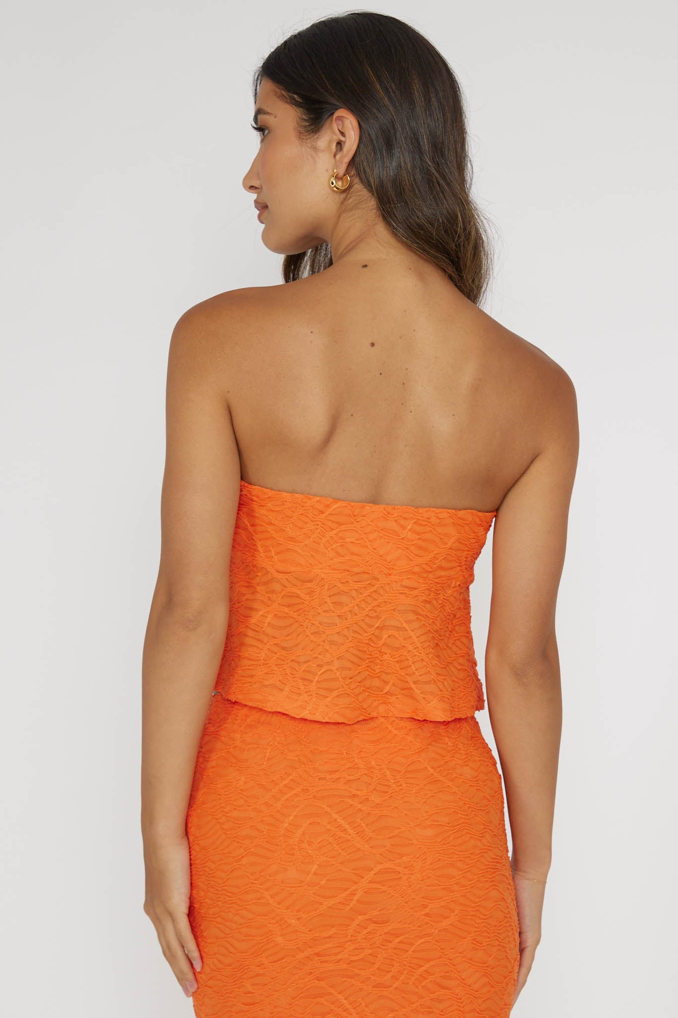 Chat Me Up Embellished Strapless Top Tangerine by Selfie Leslie Australia