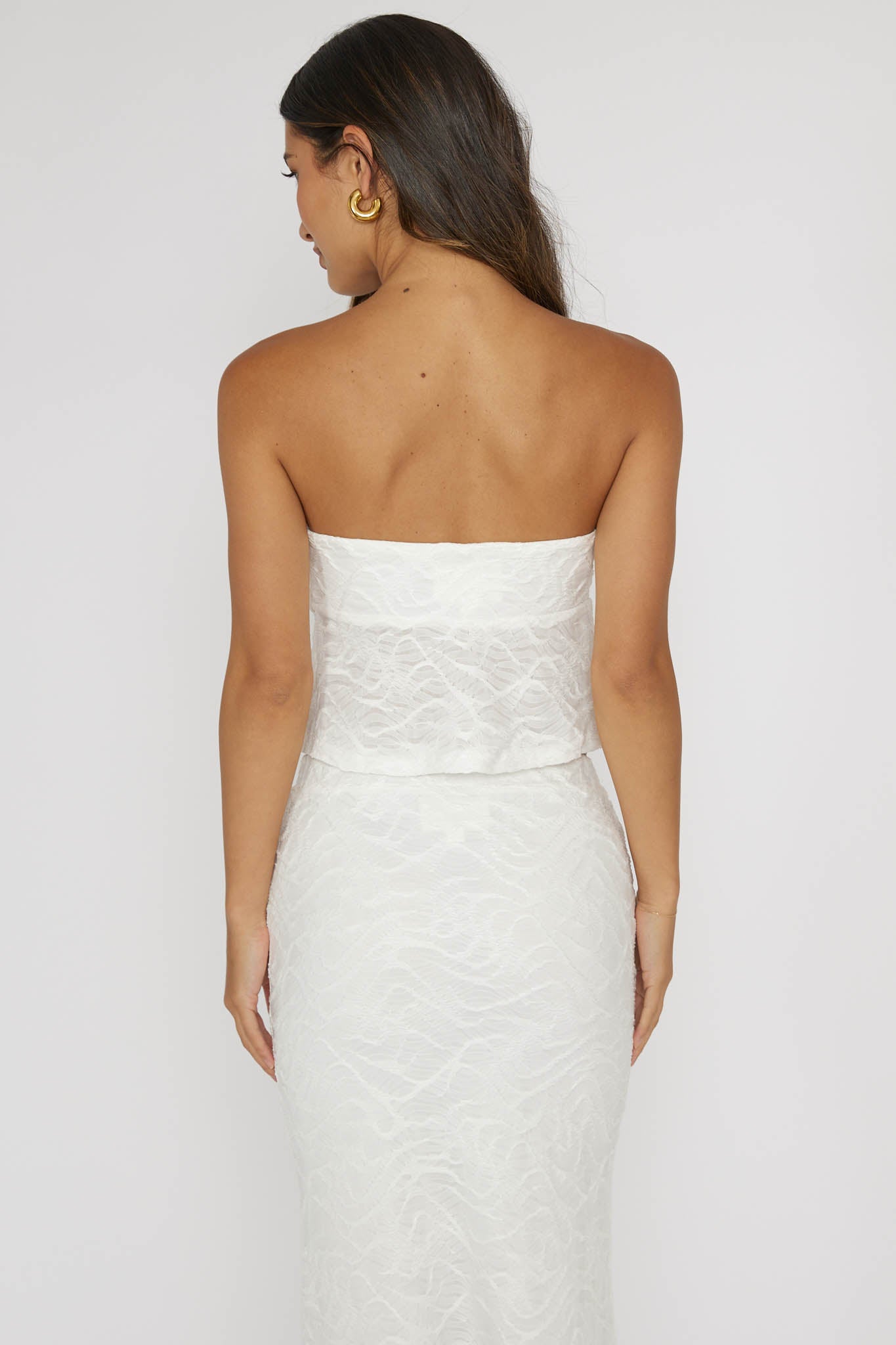 Chat Me Up Embellished Strapless Top White by Selfie Leslie Australia