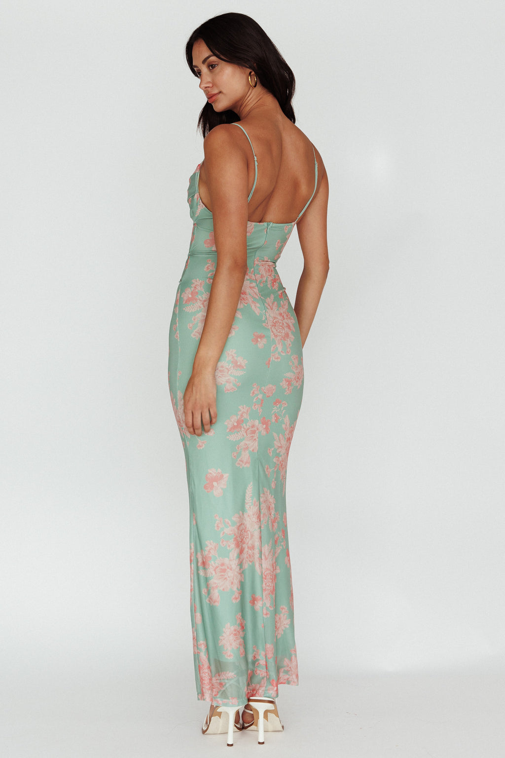 Teava Laced Waist Maxi Dress Floral Green by Selfie Leslie Australia