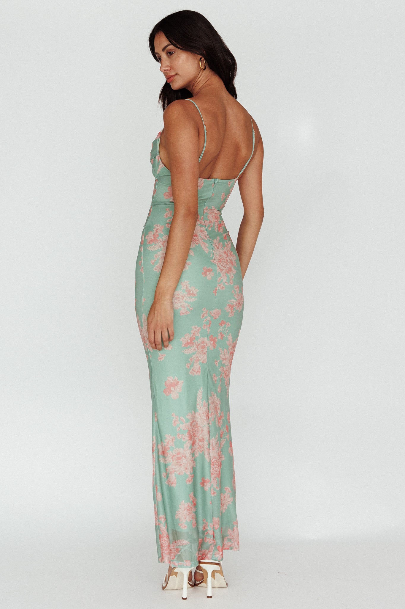 Teava Laced Waist Maxi Dress Floral Green by Selfie Leslie Australia