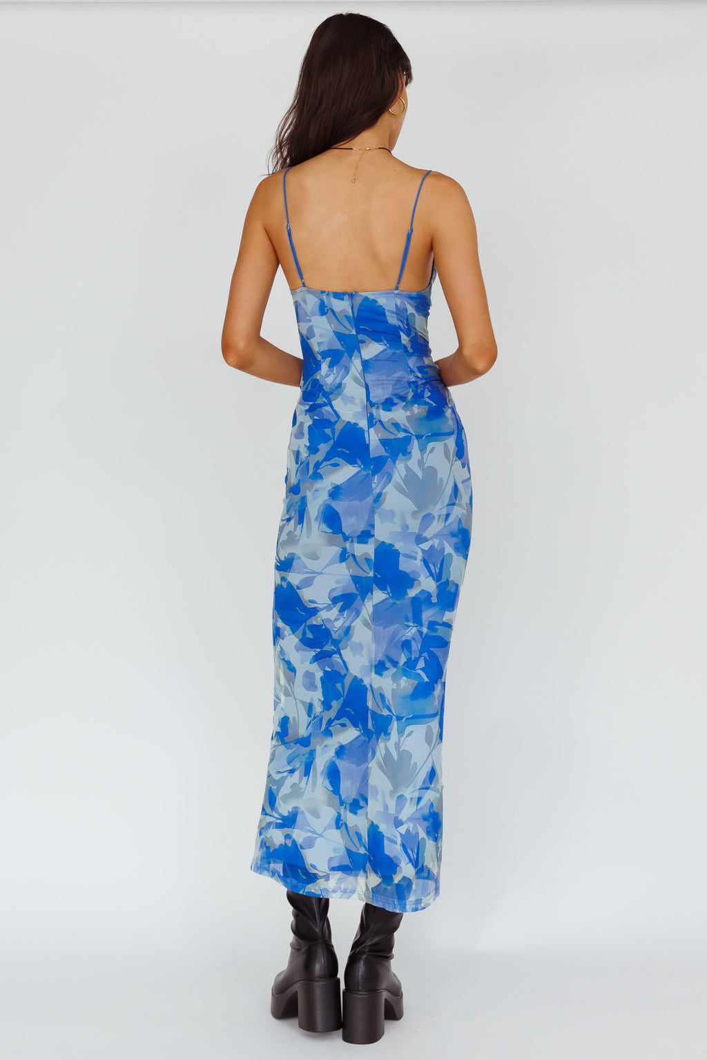 Teava Laced Waist Maxi Dress Print Floral Blue by Selfie Leslie Australia