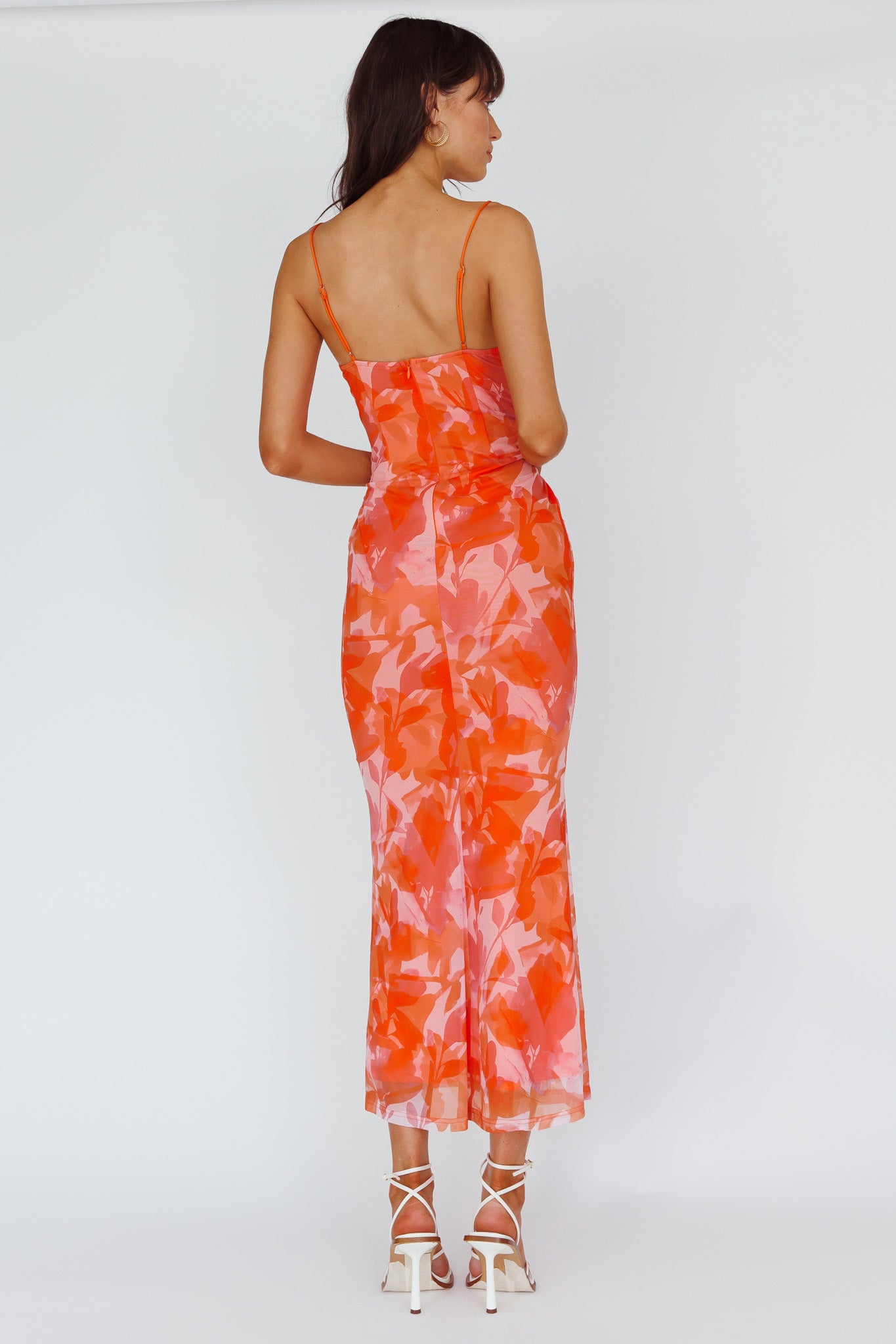 Teava Laced Waist Maxi Dress Print Floral Orange by Selfie Leslie Australia