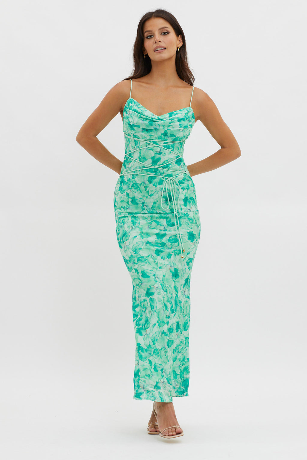 Teava Laced Waist Maxi Dress Orchid Green by Selfie Leslie Australia