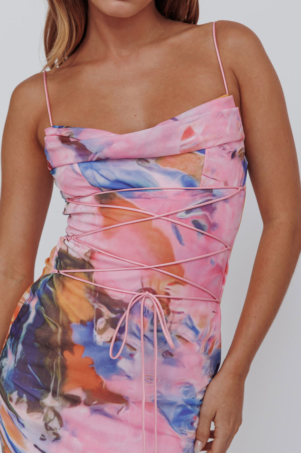 Teava Laced Waist Maxi Dress Watercolor Pink by Selfie Leslie Australia