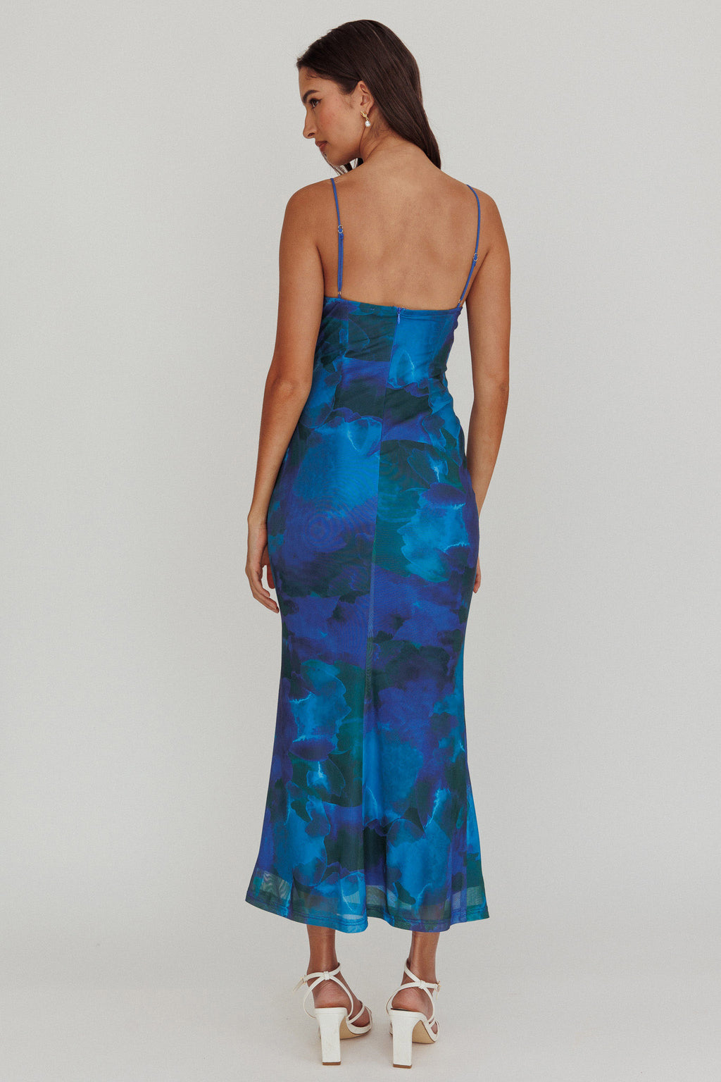 Teava Laced Waist Maxi Dress Print Blue by Selfie Leslie Australia