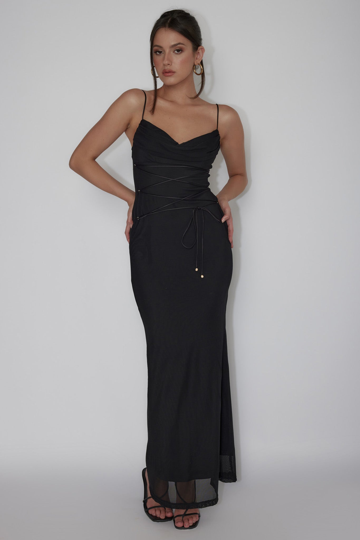Teava Laced Waist Maxi Dress Black by Selfie Leslie Australia