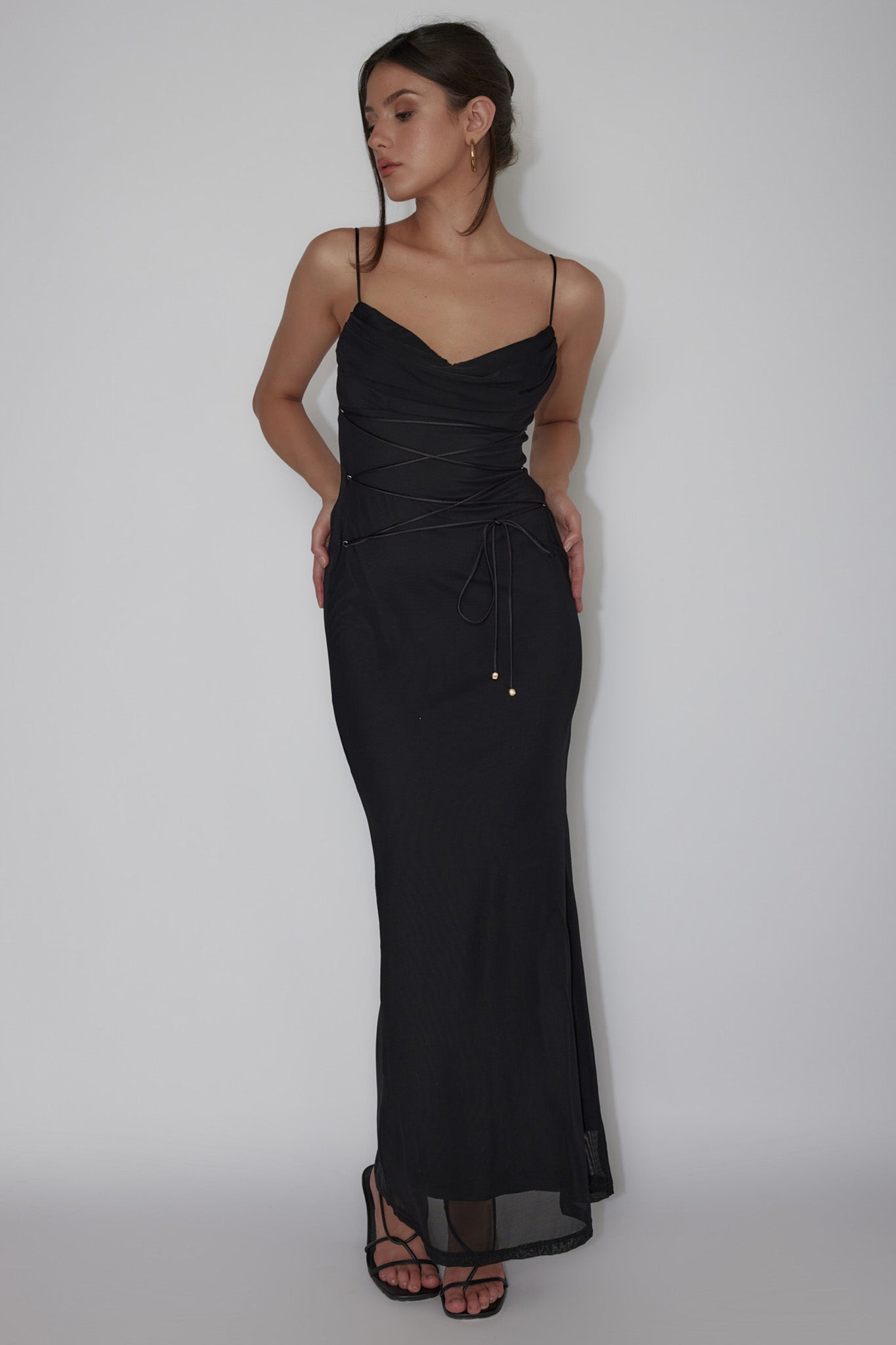 Teava Laced Waist Maxi Dress Black by Selfie Leslie Australia