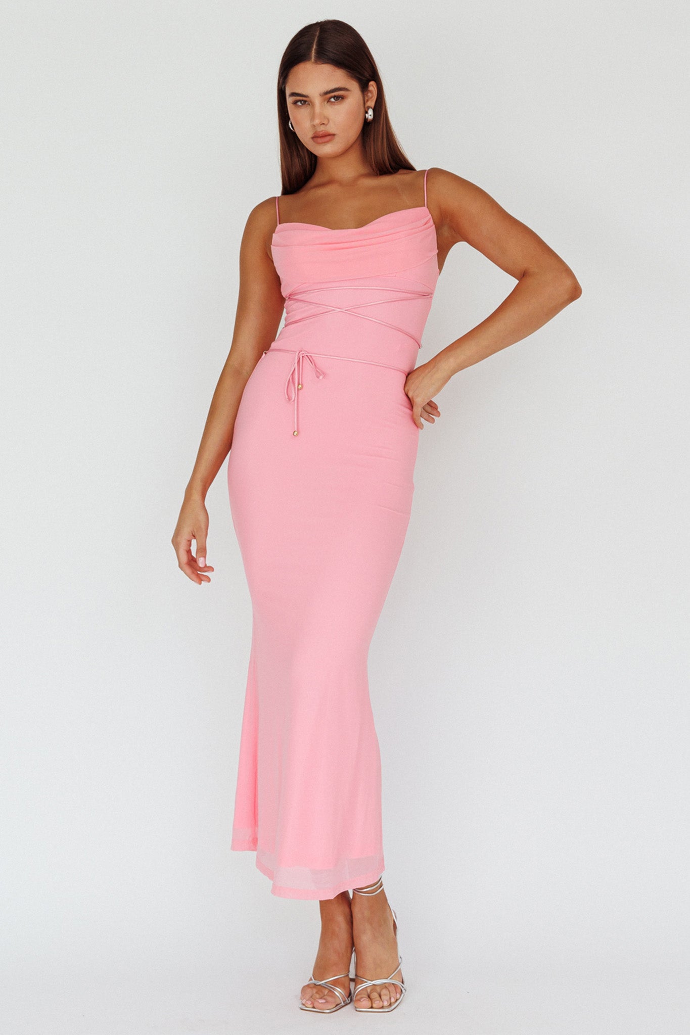 Teava Laced Waist Maxi Dress Blush by Selfie Leslie Australia