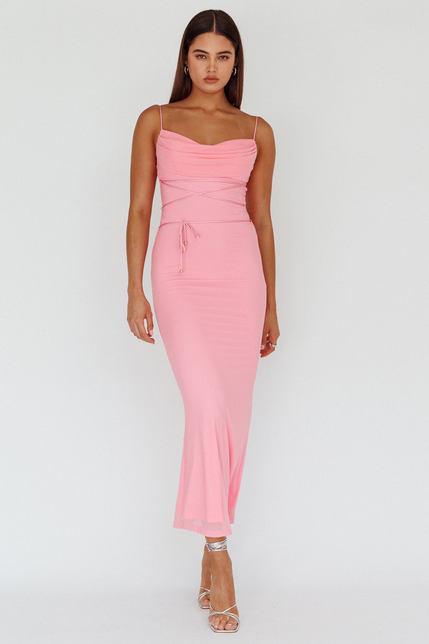 Teava Laced Waist Maxi Dress Blush by Selfie Leslie Australia
