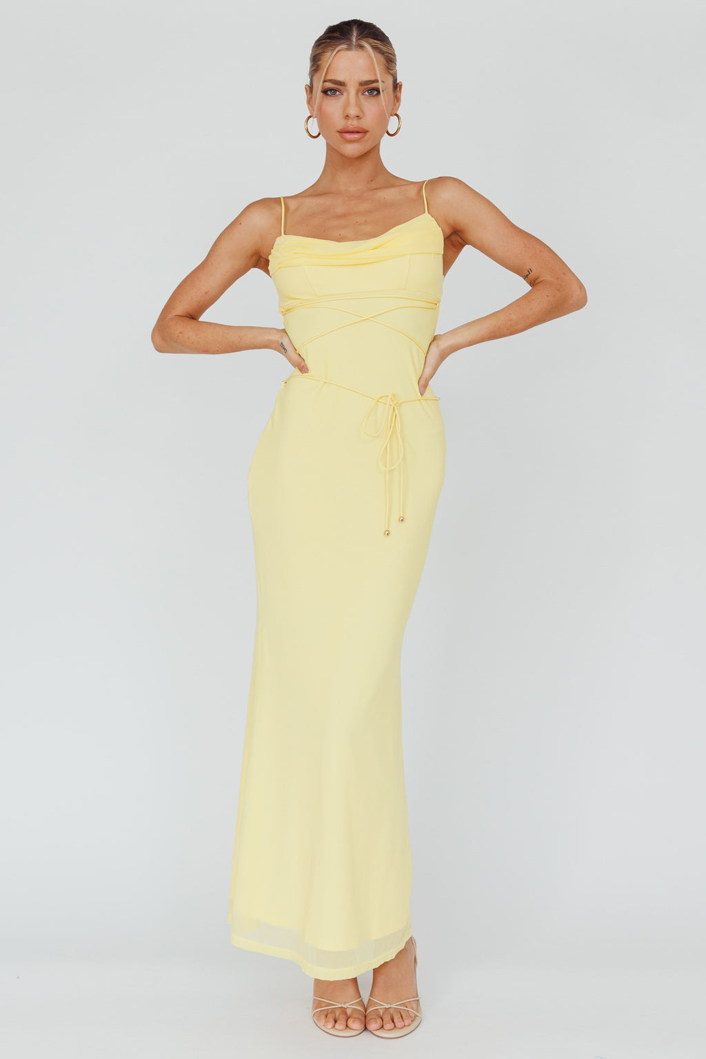 Teava Laced Waist Maxi Dress Butter by Selfie Leslie Australia
