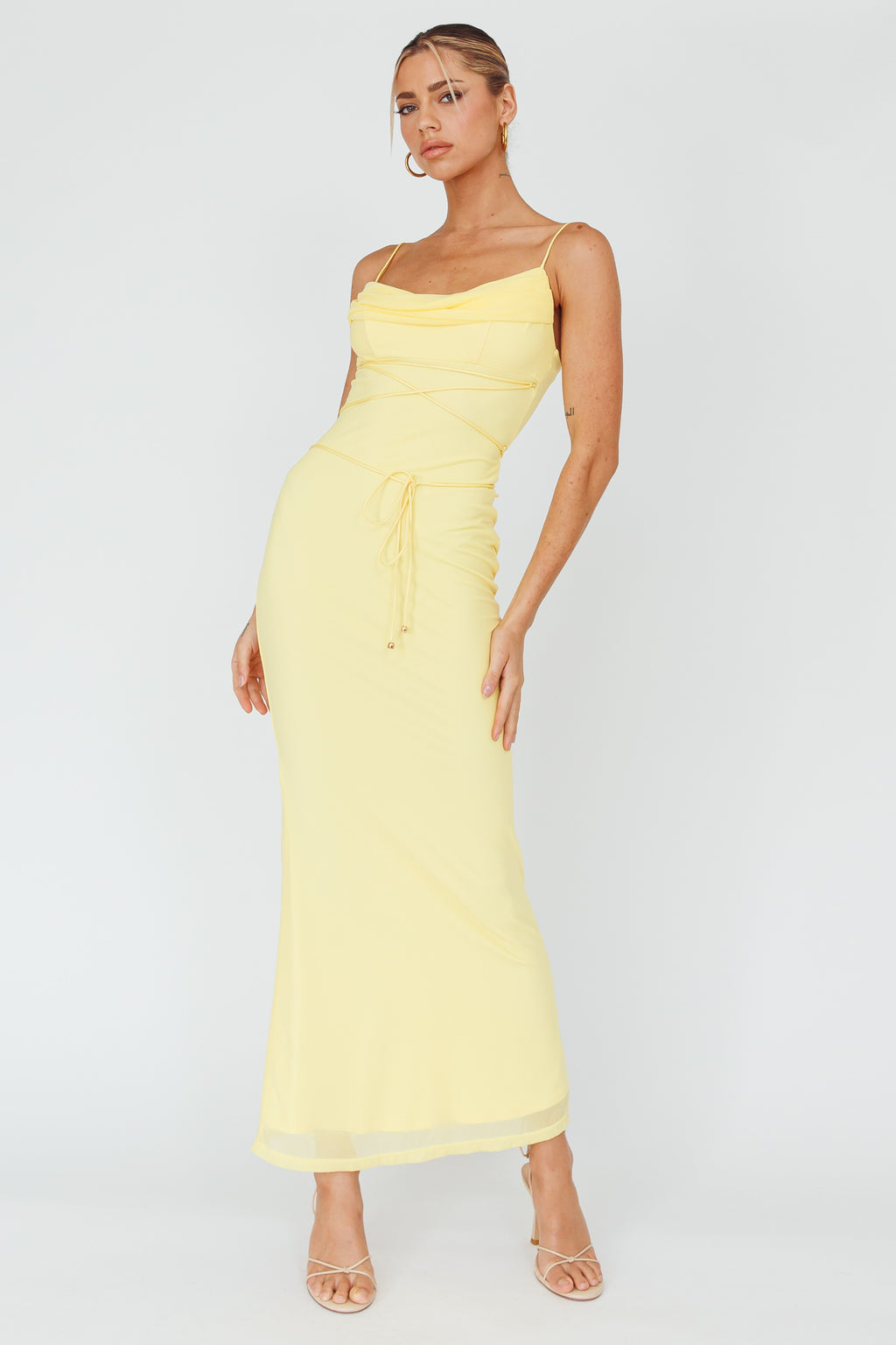 Teava Laced Waist Maxi Dress Butter by Selfie Leslie Australia