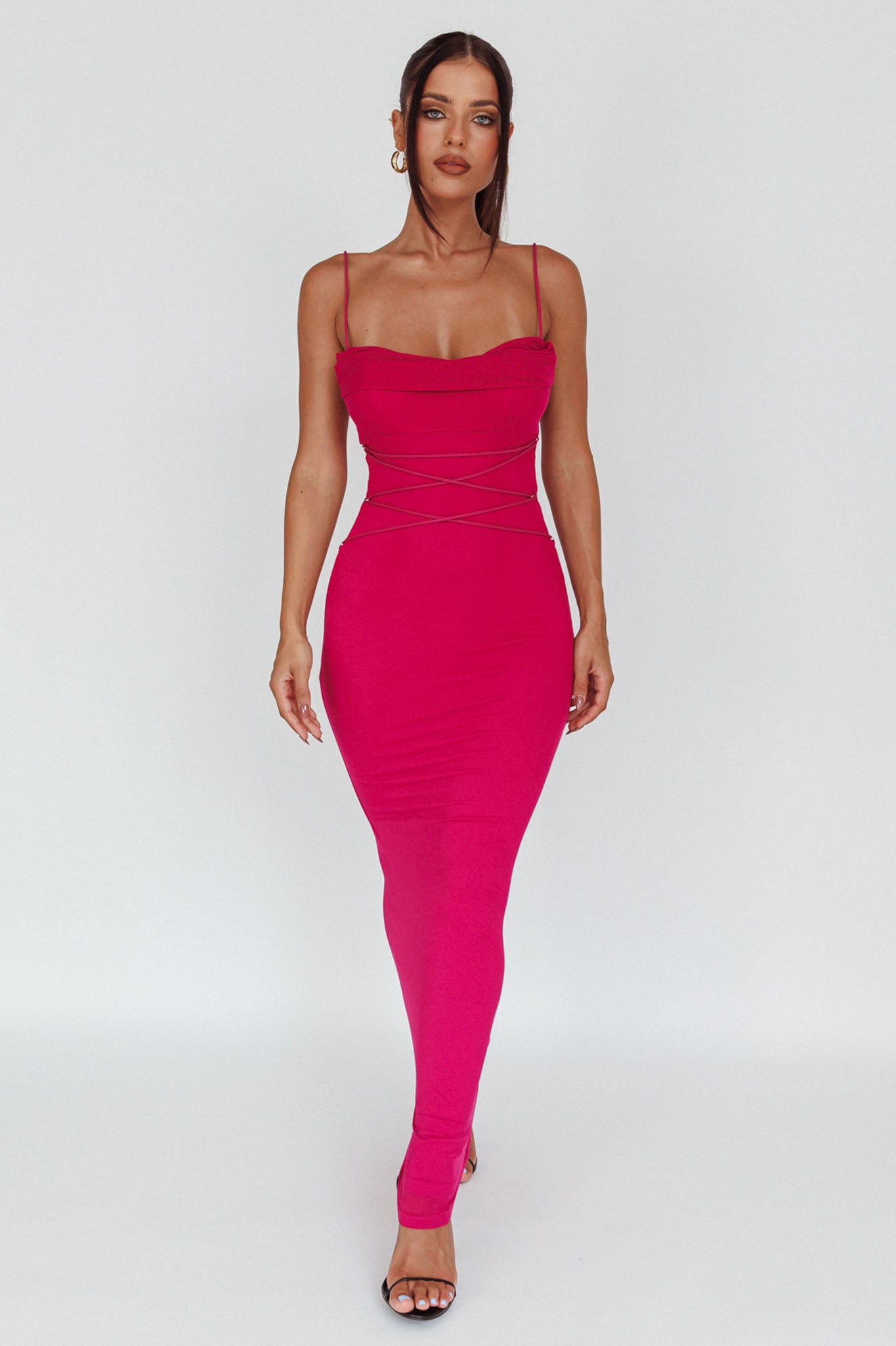 Teava Laced Waist Maxi Dress Fuchsia by Selfie Leslie Australia